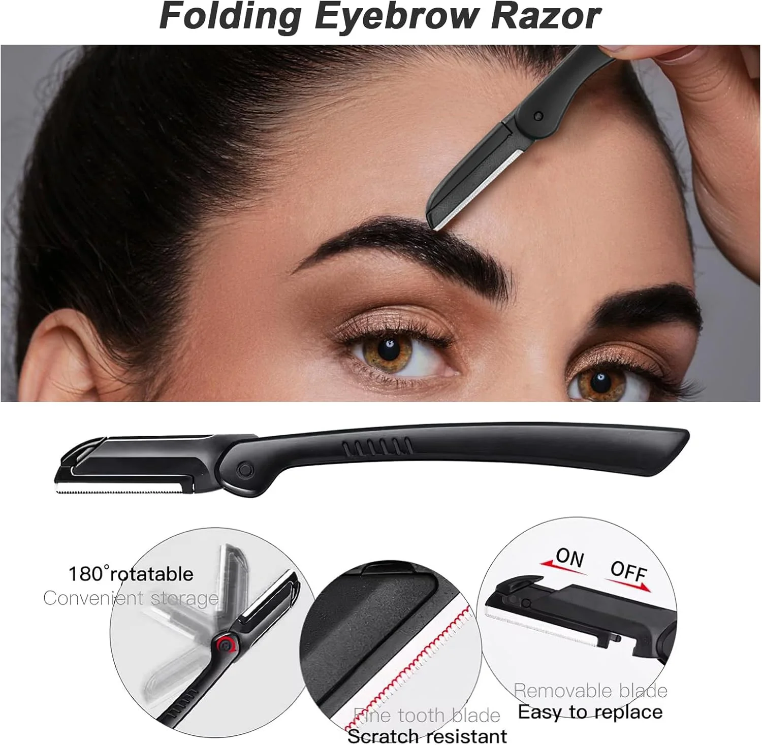 تیغ ابرو، کیت 5 در 1 ابرو، ست حرفه ای مرتب سازی ابرو، ست موزن ابرو برای زنان و مردان، شامل تیغ ابرو، برس، شانه، قیچی ابرو، موچین