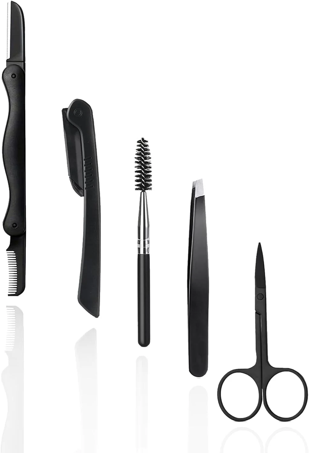 ست 5 تکه آرایش ابرو شامل تیغ ابرو، موزن، برس، قیچی و موچین - ست حرفه ای برای زنان و مردان، ایده آل برای ابروها، مژه ها و آرایش صورت ست 5 تکه آرایش ابرو شامل تیغ ابرو، موزن، برس، قیچی و موچین - ست حرفه ای برای زنان و مردان، ایده آل برای ابروها، مژه ها و آرایش صورت