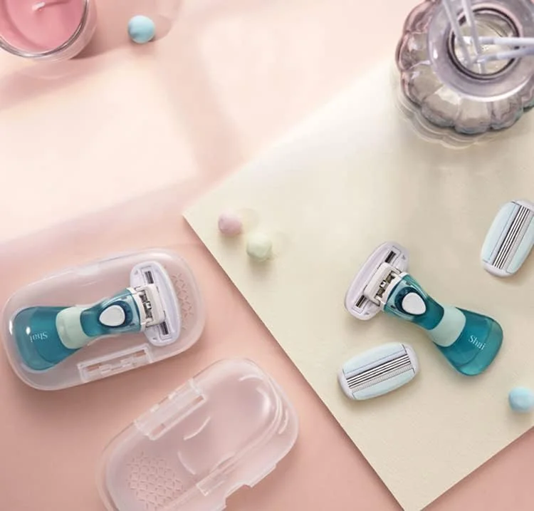 پک تیغ اصلاح زنانه دورکو شای مدل All In-One Beauty، دسته لاستیکی ارگونومیک، اتصال قابل تعویض، تیغ مراقبت از پا، تیغ 5 لبه و تیغ ابرو