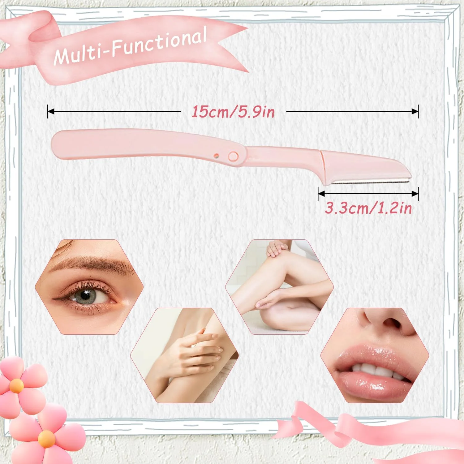 تیغ ابرو تاشو EKIND برای اصلاح موهای صورت آقایان و بانوان، دارای تیغه توری ایمنی ظریف، 3 عدد رنگ های مختلف