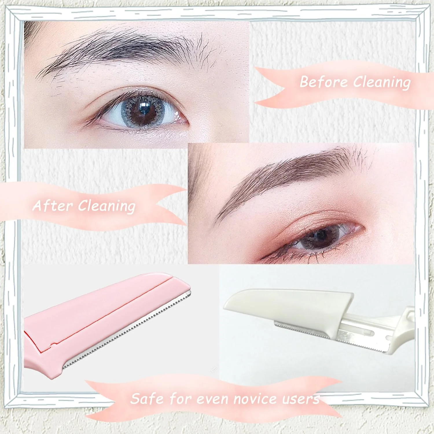 تیغ ابرو تاشو EKIND برای اصلاح موهای صورت آقایان و بانوان، دارای تیغه توری ایمنی ظریف، 3 عدد رنگ های مختلف