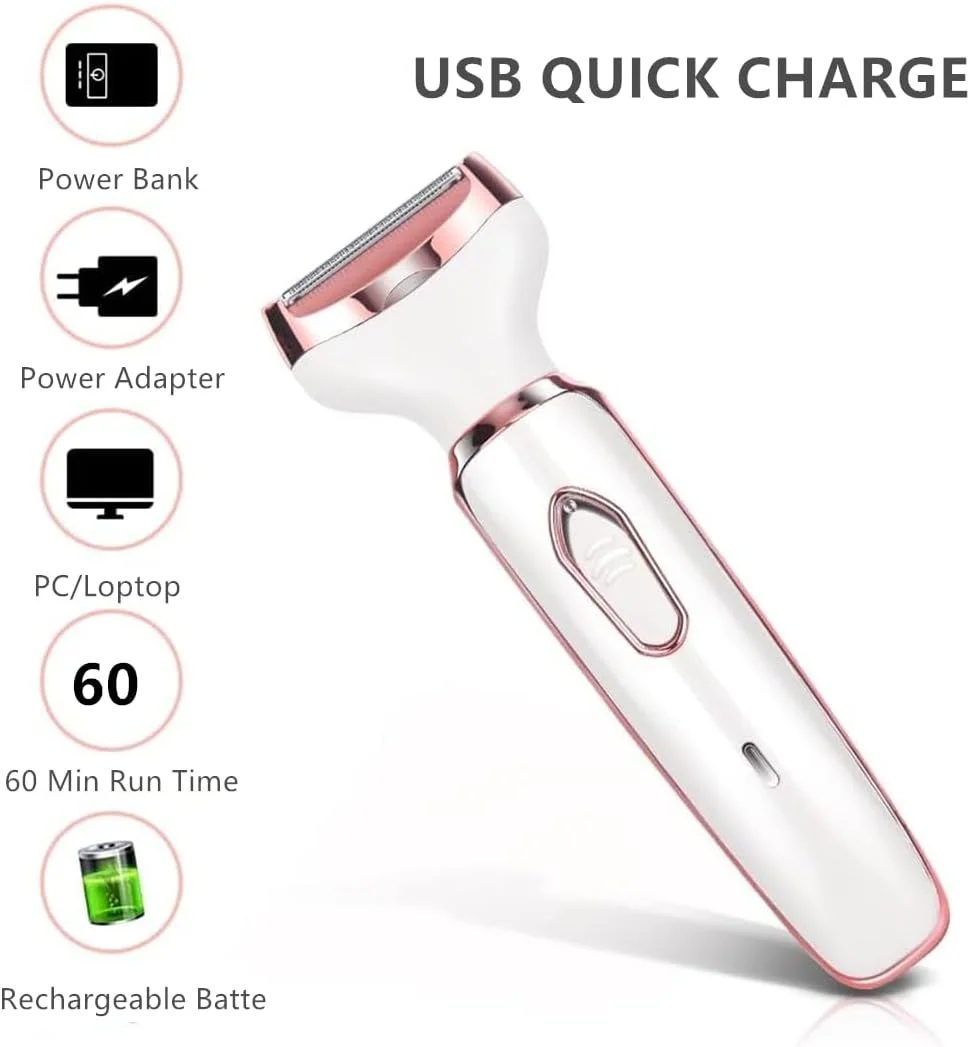 ماشین اصلاح برقی زنانه، ماشین اصلاح قابل حمل 4 در 1، از بین برنده موهای صورت، موزن ابرو قابل شارژ USB، ماشین اصلاح بدون درد برای بیکینی، موهای بینی، ابرو، بدن، خط ریش ماشین اصلاح برقی زنانه، ماشین اصلاح قابل حمل 4 در 1، از بین برنده موهای صورت، موزن ابرو قابل شارژ USB، ماشین اصلاح بدون درد برای بیکینی، موهای بینی، ابرو، بدن، خط ریش