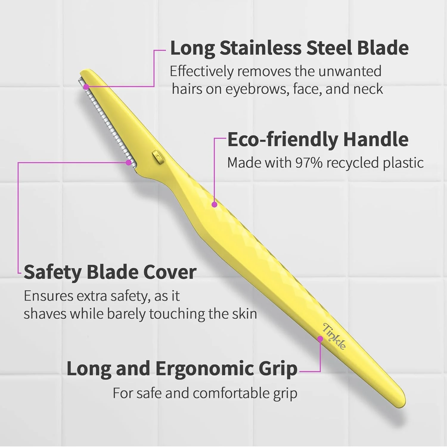 تیغ ابرو دورکو تینکل اورگلو 4+2، حالت دهنده و مرتب کننده دقیق ابرو، ابزار جدید درماپلنینگ، سبک وزن، با محافظ ایمنی برای جلوگیری از بریدگی و خراش