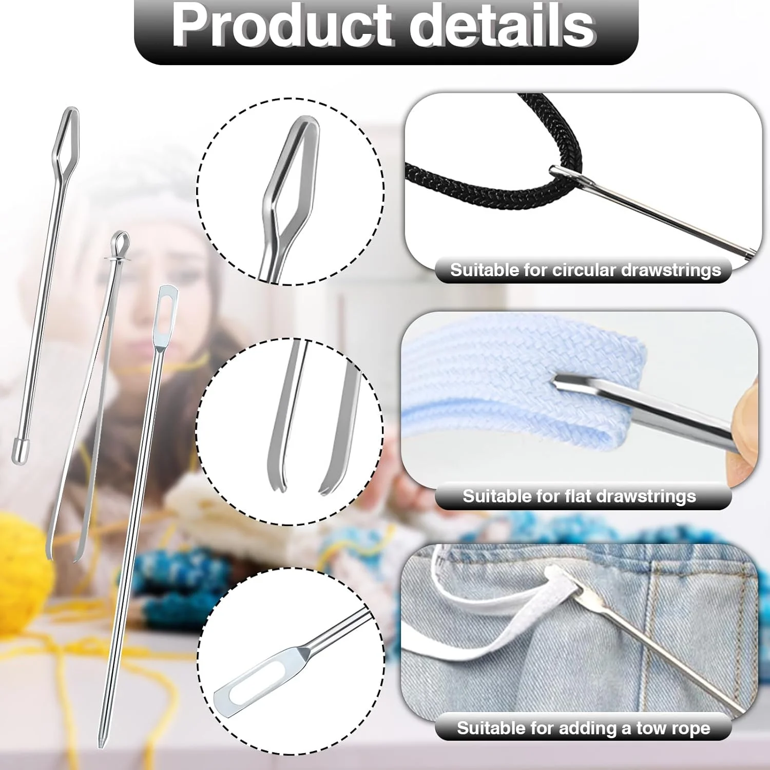 ابزار نخ کش بتینیار 11 تکه، ابزار خیاطی نخ کش حلقه ای، مناسب برای نوارهای پارچه ای و لوازم بافتنی DIY ابزار نخ کش بتینیار 11 تکه، ابزار خیاطی نخ کش حلقه ای، مناسب برای نوارهای پارچه ای و لوازم بافتنی DIY