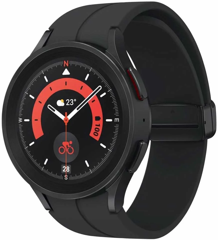ساعت هوشمند سامسونگ گلکسی واچ 5 پرو گرد بلوتوثی با سیستم عامل Wear OS مناسب فعالیت های ورزشی و ردیابی تناسب اندام، بدنه تیتانیومی 45 میلی متری مشکی ساعت هوشمند سامسونگ گلکسی واچ 5 پرو گرد بلوتوثی با سیستم عامل Wear OS مناسب فعالیت های ورزشی و ردیابی تناسب اندام، بدنه تیتانیومی 45 میلی متری مشکی