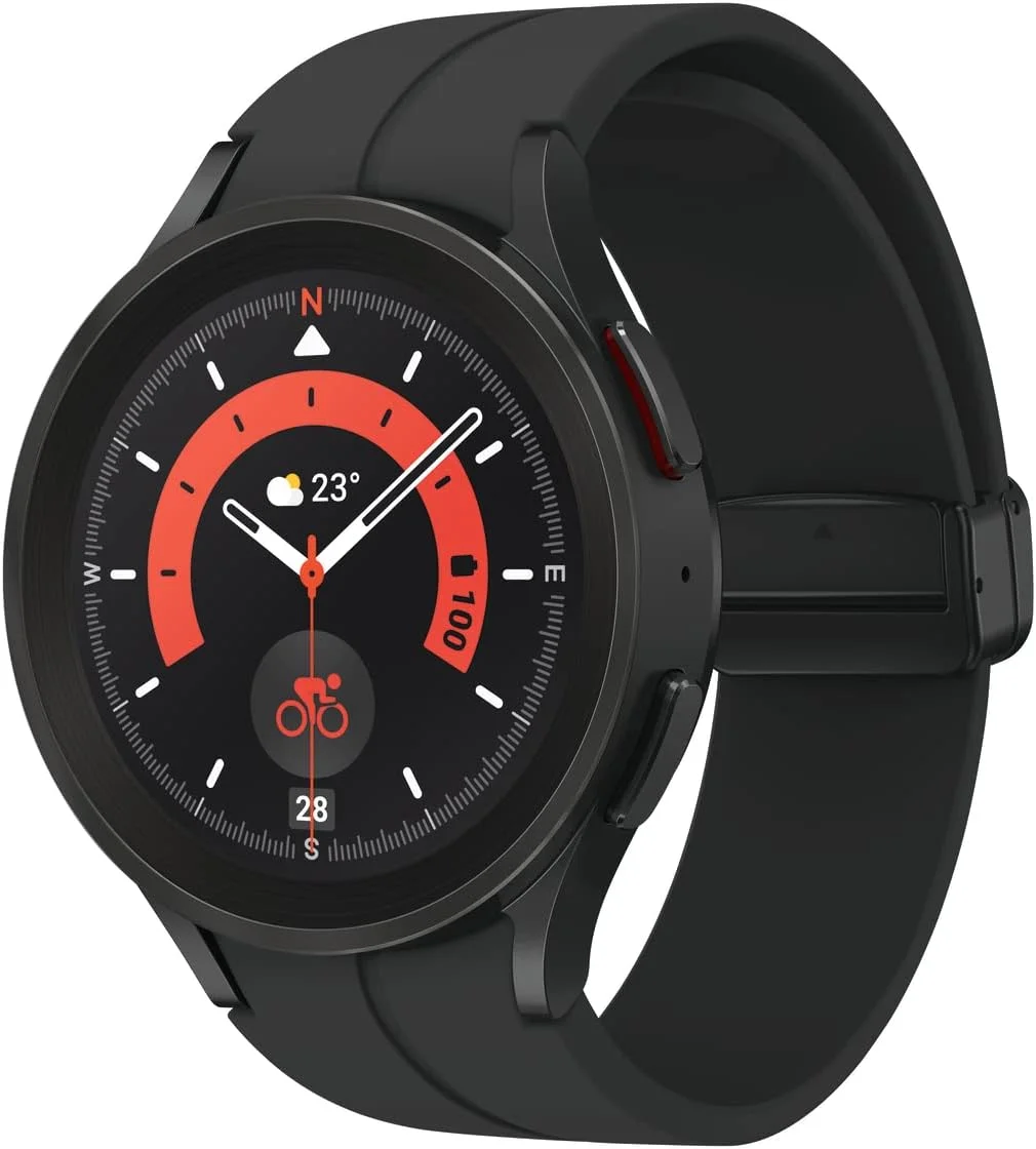 ساعت هوشمند سامسونگ گلکسی واچ 5 پرو گرد بلوتوثی با سیستم عامل Wear OS مناسب فعالیت های ورزشی و ردیابی تناسب اندام، بدنه تیتانیومی 45 میلی متری مشکی ساعت هوشمند سامسونگ گلکسی واچ 5 پرو گرد بلوتوثی با سیستم عامل Wear OS مناسب فعالیت های ورزشی و ردیابی تناسب اندام، بدنه تیتانیومی 45 میلی متری مشکی