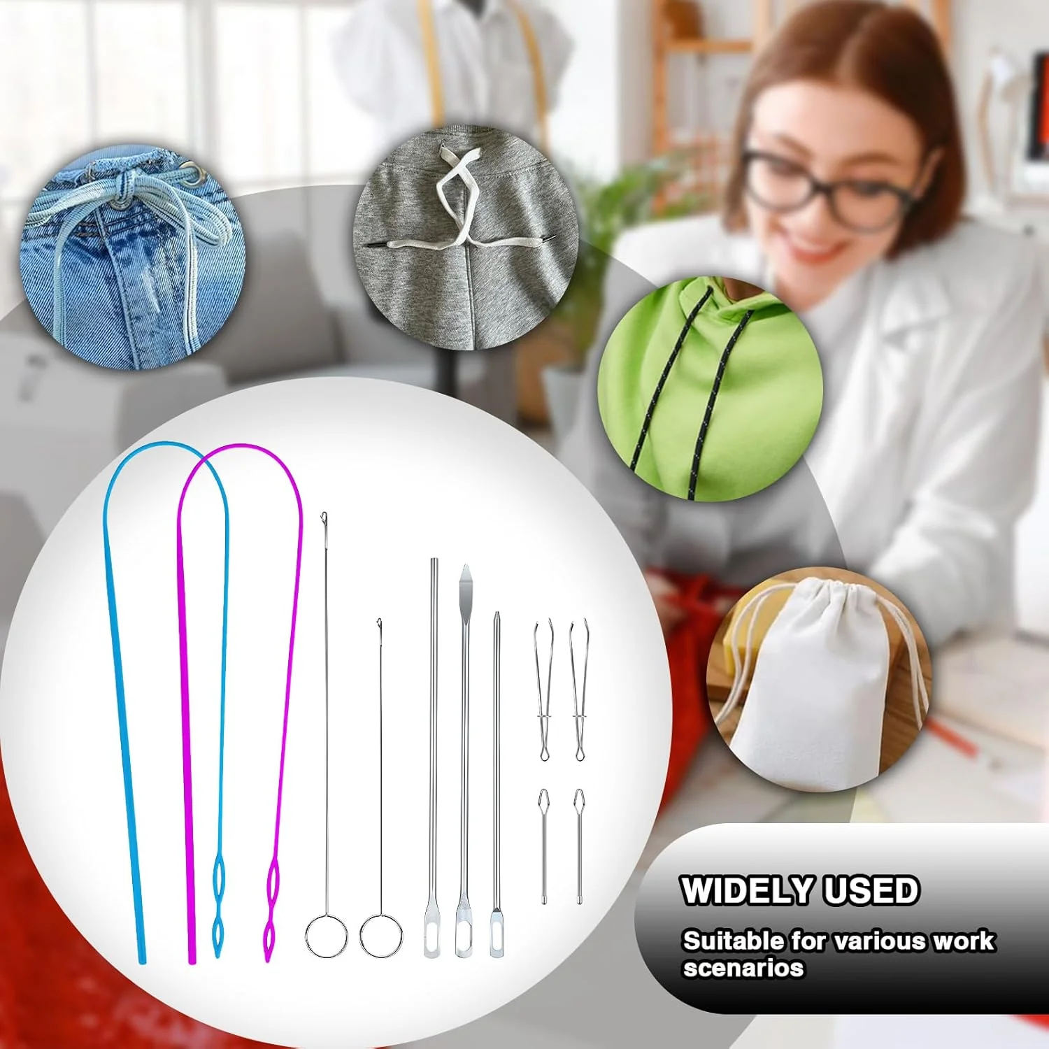 ابزار نخ کش بتینیار 11 تکه، ابزار خیاطی نخ کش حلقه ای، مناسب برای نوارهای پارچه ای و لوازم بافتنی DIY ابزار نخ کش بتینیار 11 تکه، ابزار خیاطی نخ کش حلقه ای، مناسب برای نوارهای پارچه ای و لوازم بافتنی DIY