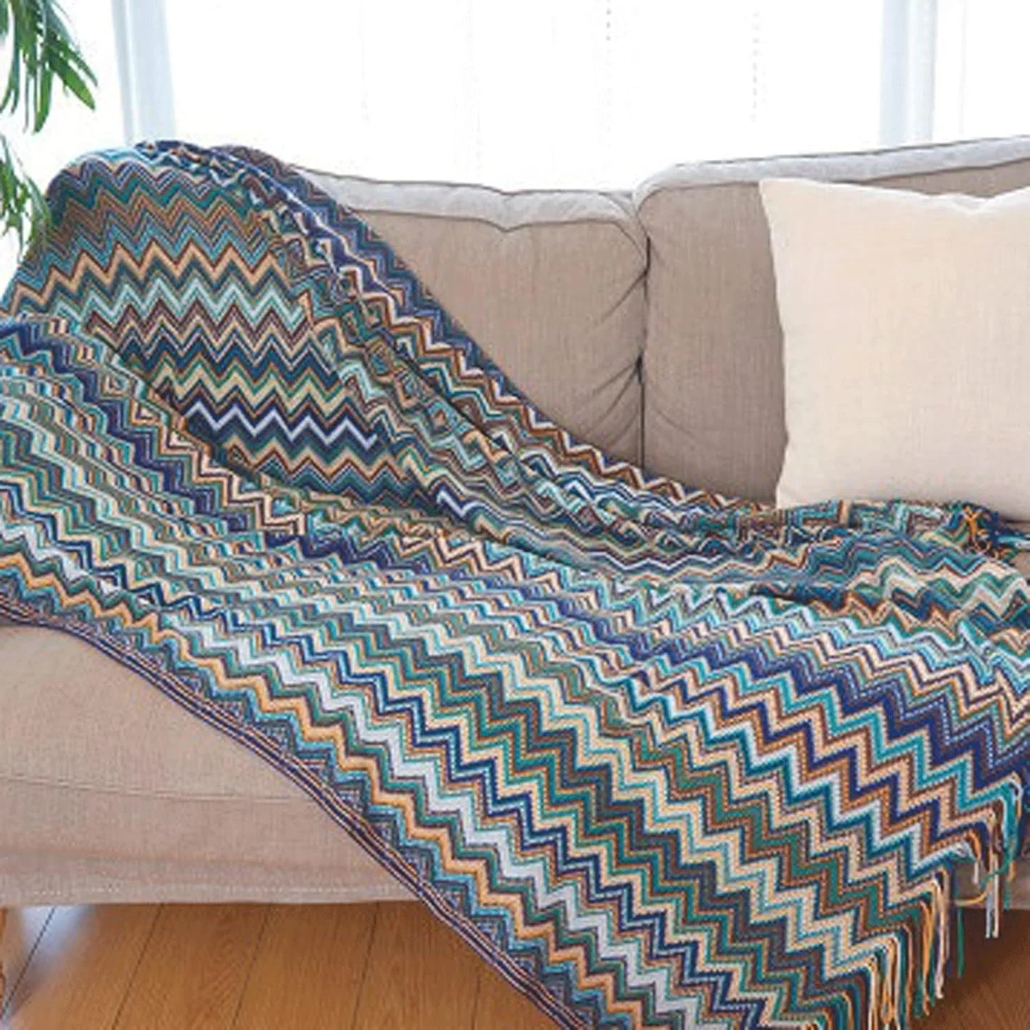 پتو تیاندیافوای بافتنی پشمی نرم و گرم با حاشیه توری موجدار، دکوری زیبا برای خواب (هورتل) پتو تیاندیافوای بافتنی پشمی نرم و گرم با حاشیه توری موجدار، دکوری زیبا برای خواب (هورتل)