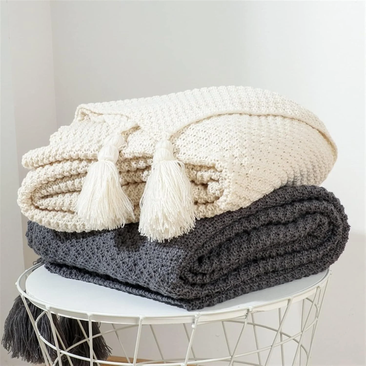 پتو مبل TIANDFY، روکش پتو، پتو برای چرت زدن در دفتر، شال، پتو پشمی بافتنی، پتو منگوله دار مناسب اوقات فراغت و تهویه هوا پتو مبل TIANDFY، روکش پتو، پتو برای چرت زدن در دفتر، شال، پتو پشمی بافتنی، پتو منگوله دار مناسب اوقات فراغت و تهویه هوا