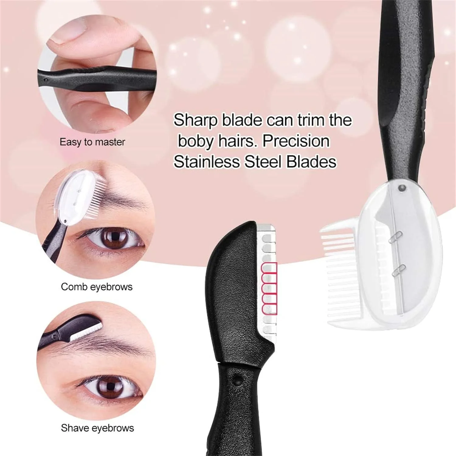 ست 6 عددی تیغ ابرو Bolivia's Eyebrow Razor، ست ابزار پیرایش ابرو، تیغ صورت، برس ابرو، قیچی ابرو، موچین با کیف نگهداری برای زنان و مردان