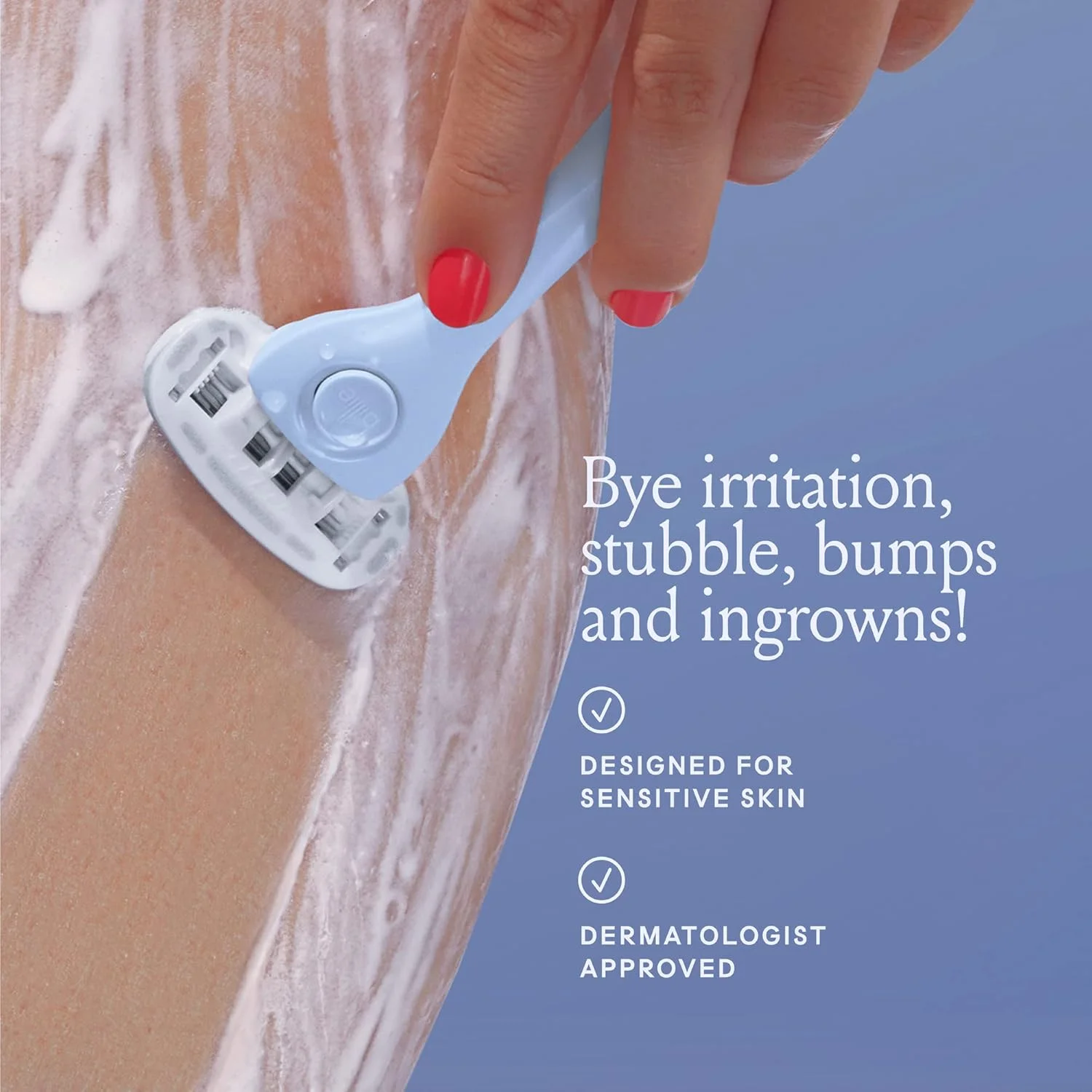 کیت اصلاح صورت زنان Billie - تیغ اصلاح زنانه + 4 عدد یدک تیغ 5 لبه + نگهدارنده مغناطیسی - آبی خنک