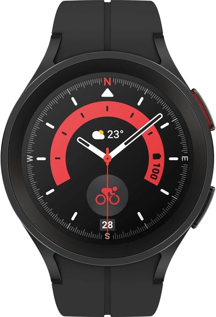 ساعت هوشمند سامسونگ مدل SM R920NZKAXAA Galaxy Watch 5 Pro 45mm Bluetooth با GPS مسیریابی، فریم تیتانیومی، نسخه ایالات متحده، مشکی، SM-R920NZKAXAA، Galaxy Watch5 Pro