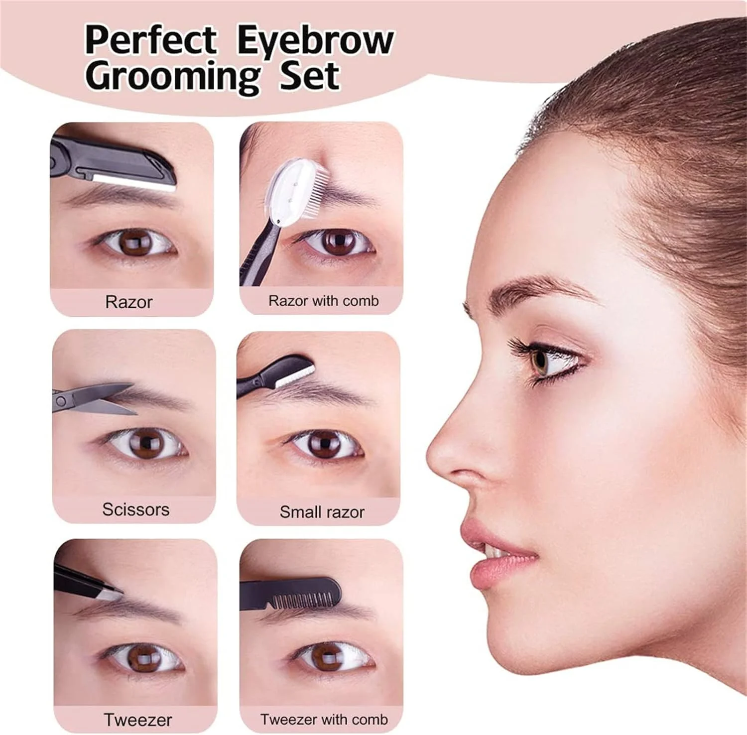 ست 6 عددی تیغ ابرو Arabest، ست ابزار اصلاح ابرو، تیغ صورت، برس ابرو، قیچی ابرو، موچین با کیف نگهداری برای زنان و مردان (6 تکه) ست 6 عددی تیغ ابرو Arabest، ست ابزار اصلاح ابرو، تیغ صورت، برس ابرو، قیچی ابرو، موچین با کیف نگهداری برای زنان و مردان (6 تکه)