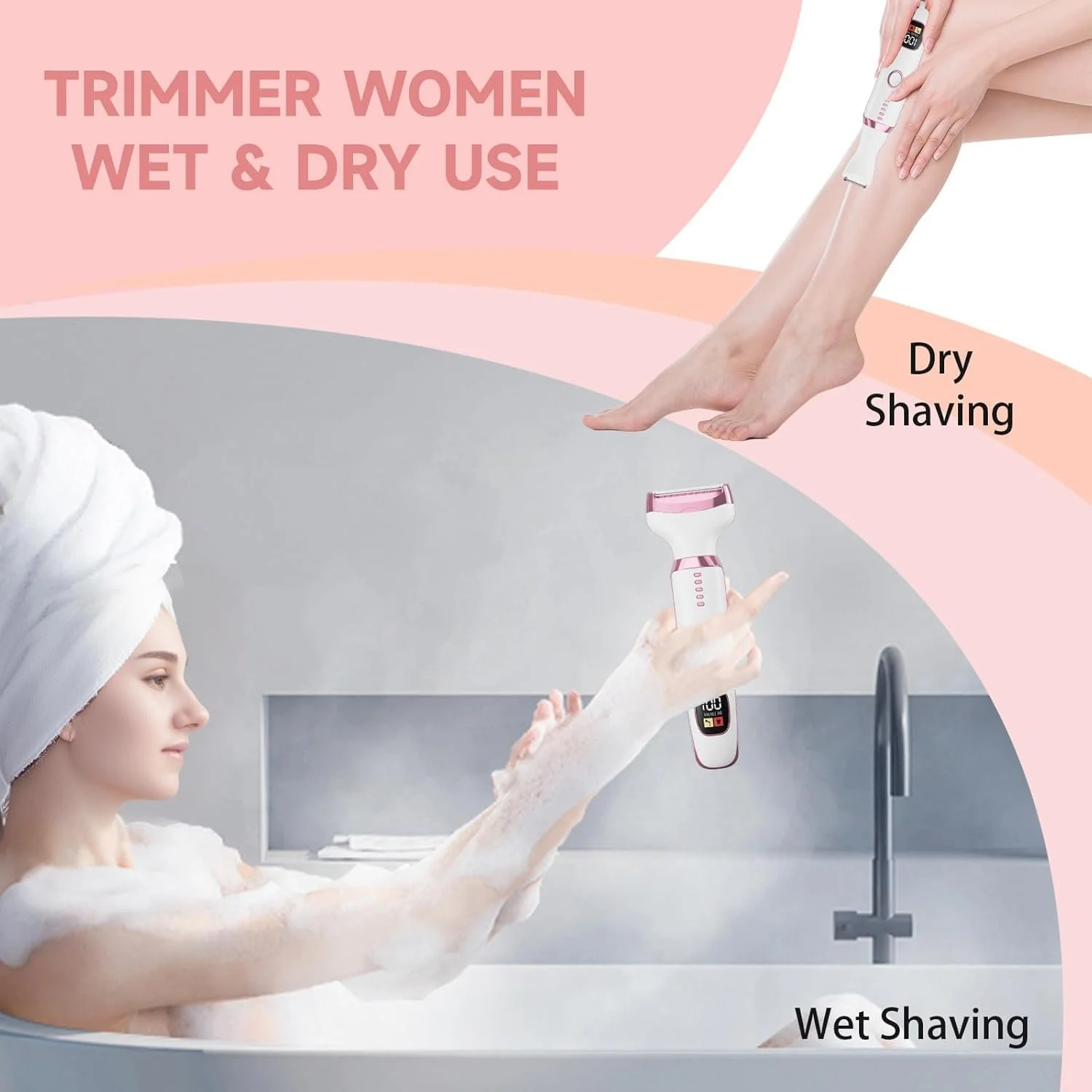 ماشین اصلاح برقی 5 در 1 زنانه AccLoo، تیغ اصلاح بدون درد و قابل شارژ بانوان، اپیلاتور مرطوب و خشک، تریمر بیکینی USB و موبر صورت برای صورت، بازوها، پاها، زیر بغل، ابروها، بینی