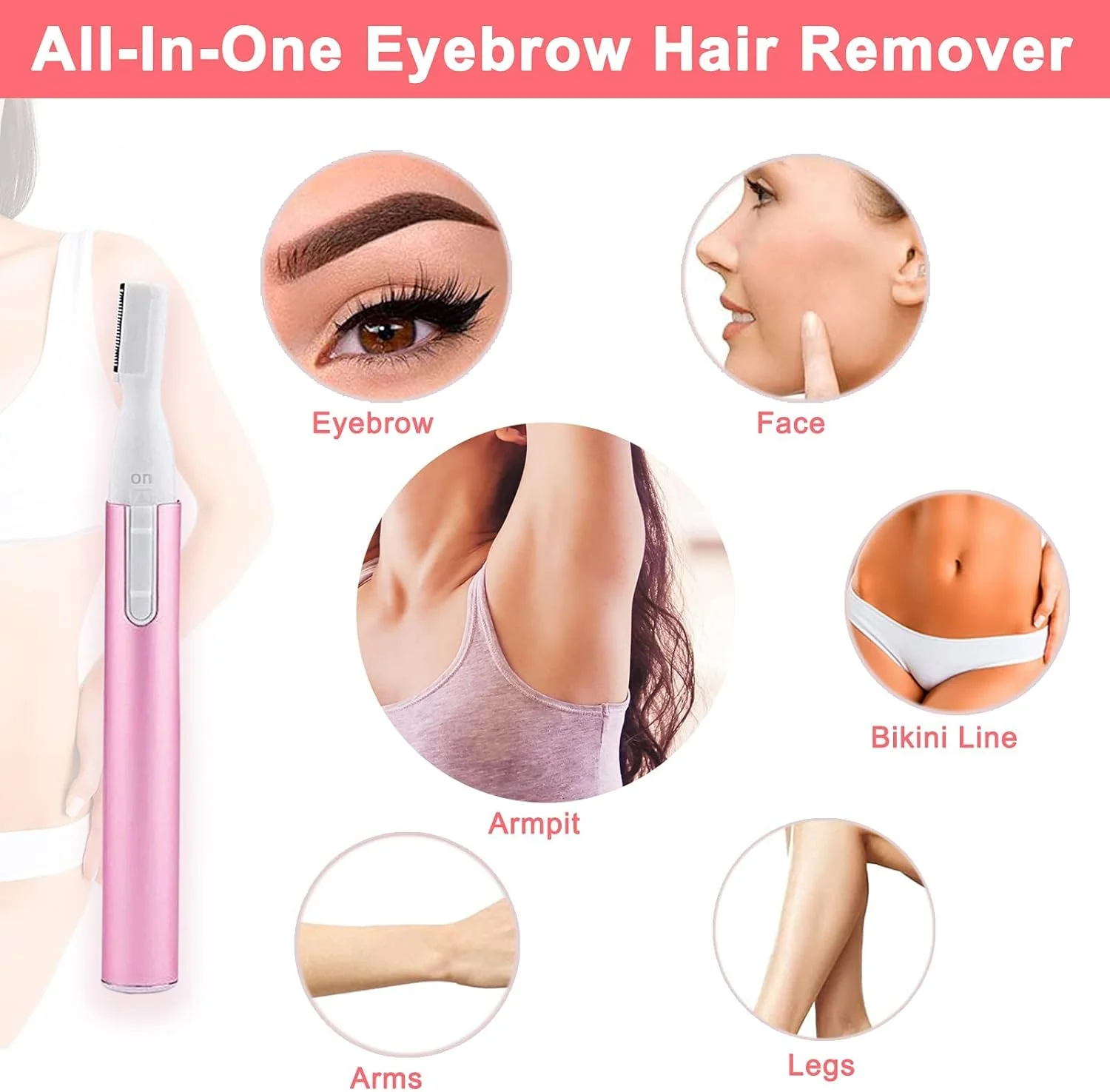 موکن برقی ابرو Arabest، از بین برنده موهای صورت با شانه، بدون ایجاد حس کشیدگی و درد، مینی اپیلاتور شخصی، تیغ ابرو برای صورت، چانه، موهای کرکی، لب ها، بدن، بازوها و پاها (صورتی) موکن برقی ابرو Arabest، از بین برنده موهای صورت با شانه، بدون ایجاد حس کشیدگی و درد، مینی اپیلاتور شخصی، تیغ ابرو برای صورت، چانه، موهای کرکی، لب ها، بدن، بازوها و پاها (صورتی)