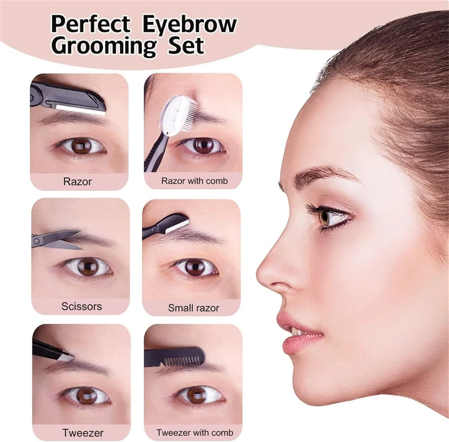 ست کامل طراحی ابرو Aputue، 6 تکه، مناسب برای خانم ها و آقایان، شامل تیغ ابرو، قیچی، شانه، موچین، ایده آل برای حالت دادن و فرم دهی به ابرو ست کامل طراحی ابرو Aputue، 6 تکه، مناسب برای خانم ها و آقایان، شامل تیغ ابرو، قیچی، شانه، موچین، ایده آل برای حالت دادن و فرم دهی به ابرو