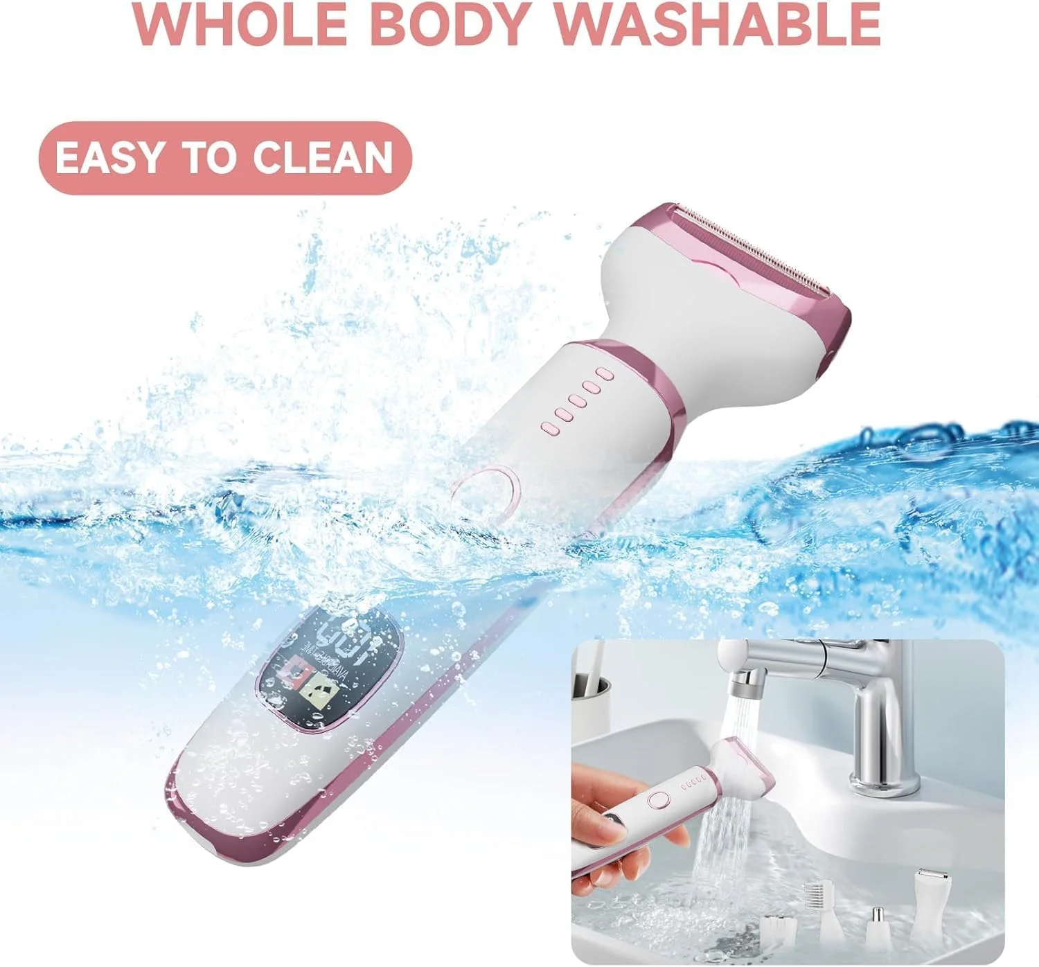 ماشین اصلاح برقی 5 در 1 زنانه AccLoo، تیغ اصلاح بدون درد و قابل شارژ بانوان، اپیلاتور مرطوب و خشک، تریمر بیکینی USB و موبر صورت برای صورت، بازوها، پاها، زیر بغل، ابروها، بینی