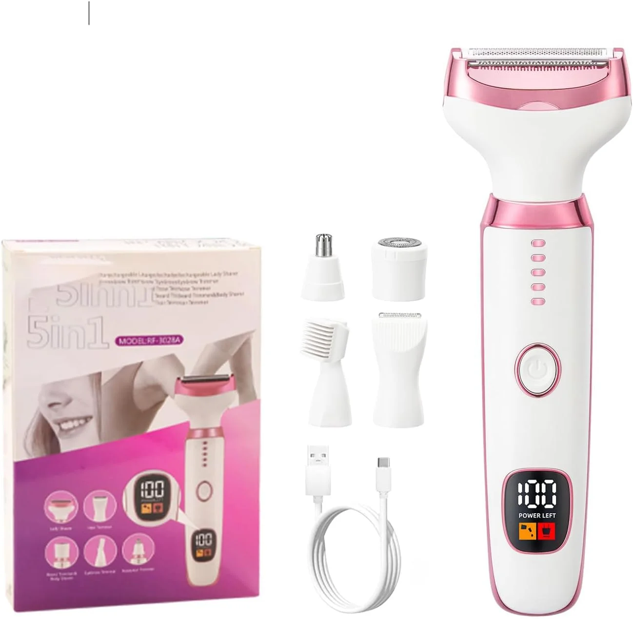 ماشین اصلاح برقی 5 در 1 چند منظوره زنانه - موبر ضد آب برای اصلاح تر و خشک بدون درد صورت، پاها و غیره - شامل سری های بینی، ابرو و بدن برای اصلاح صاف و یکدست ماشین اصلاح برقی 5 در 1 چند منظوره زنانه - موبر ضد آب برای اصلاح تر و خشک بدون درد صورت، پاها و غیره - شامل سری های بینی، ابرو و بدن برای اصلاح صاف و یکدست