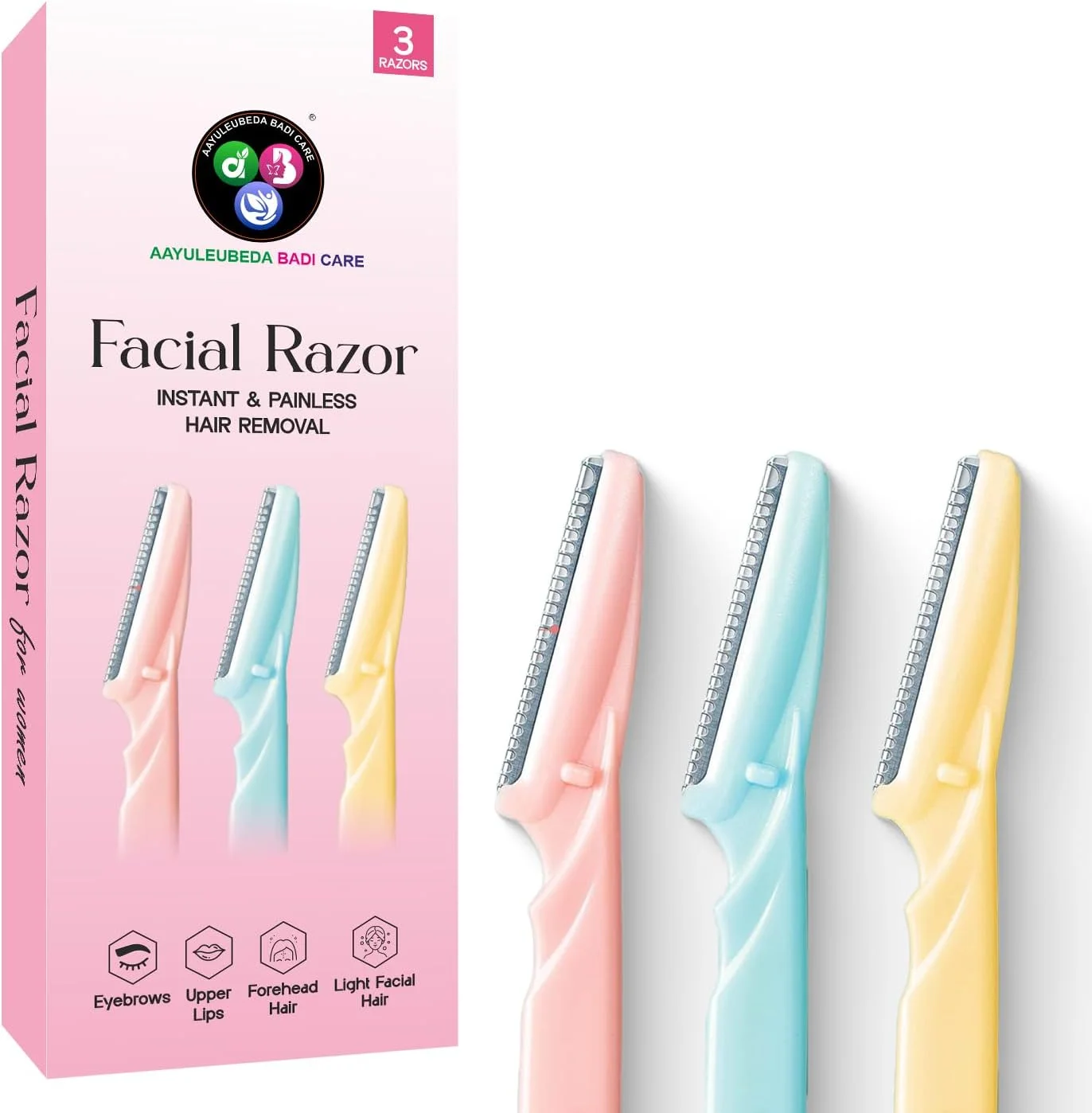 تیغ صورت زنانه قابل استفاده مجدد آ ای یوله بدا بادی کر ABC - بسته 3 عددی | درخشش فوری و حذف موهای زائد بدون درد | مناسب برای ابرو، لب بالا، چانه، موهای کرکی، پیشانی، ابروی پیوسته، خط ریش تیغ صورت زنانه قابل استفاده مجدد آ ای یوله بدا بادی کر ABC - بسته 3 عددی | درخشش فوری و حذف موهای زائد بدون درد | مناسب برای ابرو، لب بالا، چانه، موهای کرکی، پیشانی، ابروی پیوسته، خط ریش