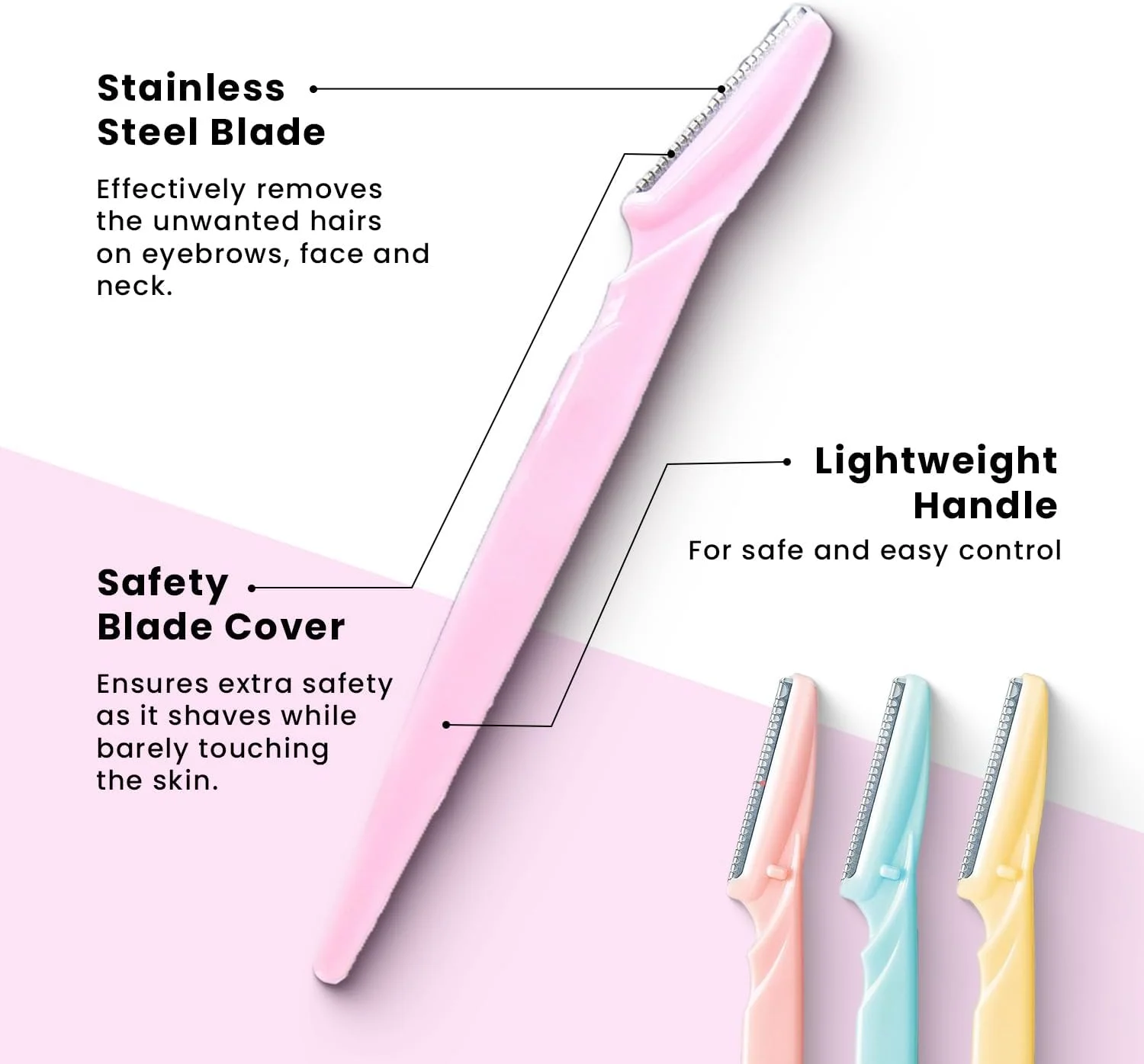تیغ صورت زنانه قابل استفاده مجدد آ ای یوله بدا بادی کر ABC - بسته 3 عددی | درخشش فوری و حذف موهای زائد بدون درد | مناسب برای ابرو، لب بالا، چانه، موهای کرکی، پیشانی، ابروی پیوسته، خط ریش تیغ صورت زنانه قابل استفاده مجدد آ ای یوله بدا بادی کر ABC - بسته 3 عددی | درخشش فوری و حذف موهای زائد بدون درد | مناسب برای ابرو، لب بالا، چانه، موهای کرکی، پیشانی، ابروی پیوسته، خط ریش