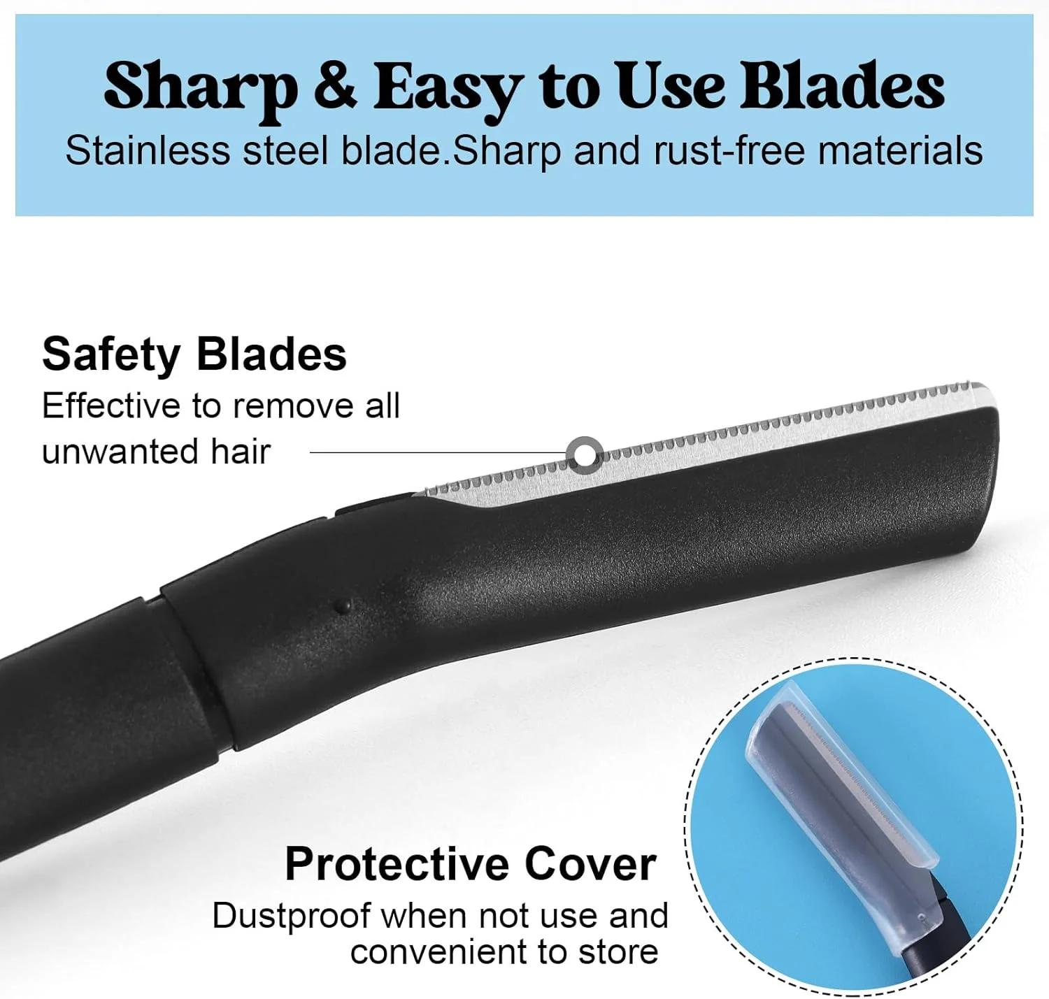 ست 6 عددی تیغ ابرو، تیغ صورت برای زنان و مردان، ابزار چند منظوره درماپلنینگ، موزن ابرو، تیغ صورت با پوشش محافظ، 3 عدد دسته بلند و 3 عدد دسته کوتاه (مشکی) ست 6 عددی تیغ ابرو، تیغ صورت برای زنان و مردان، ابزار چند منظوره درماپلنینگ، موزن ابرو، تیغ صورت با پوشش محافظ، 3 عدد دسته بلند و 3 عدد دسته کوتاه (مشکی)