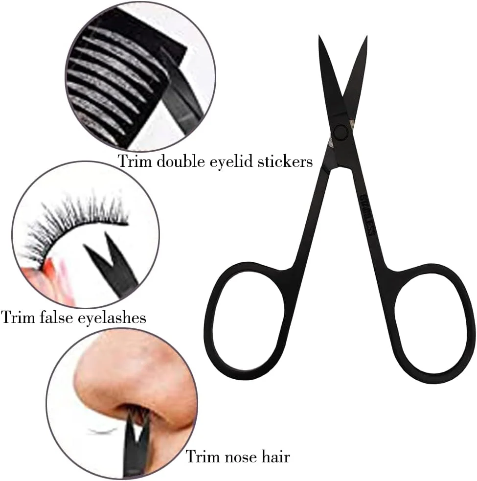 ست ابزار آرایش ابرو 6 تکه شامل قیچی، موچین، تیغ ابرو، شانه و کیف چرمی PU، 17 x 6.8 سانتی متر