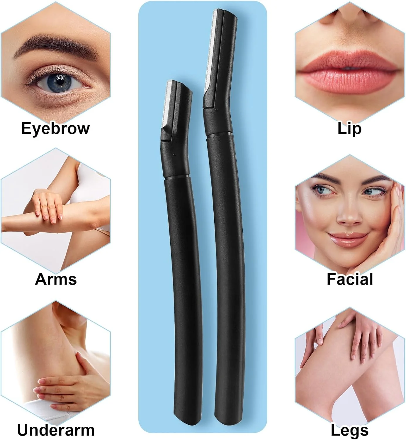 ست 6 عددی تیغ ابرو، تیغ صورت برای زنان و مردان، ابزار چند منظوره درماپلنینگ، موزن ابرو، تیغ صورت با پوشش محافظ، 3 عدد دسته بلند و 3 عدد دسته کوتاه (مشکی) ست 6 عددی تیغ ابرو، تیغ صورت برای زنان و مردان، ابزار چند منظوره درماپلنینگ، موزن ابرو، تیغ صورت با پوشش محافظ، 3 عدد دسته بلند و 3 عدد دسته کوتاه (مشکی)