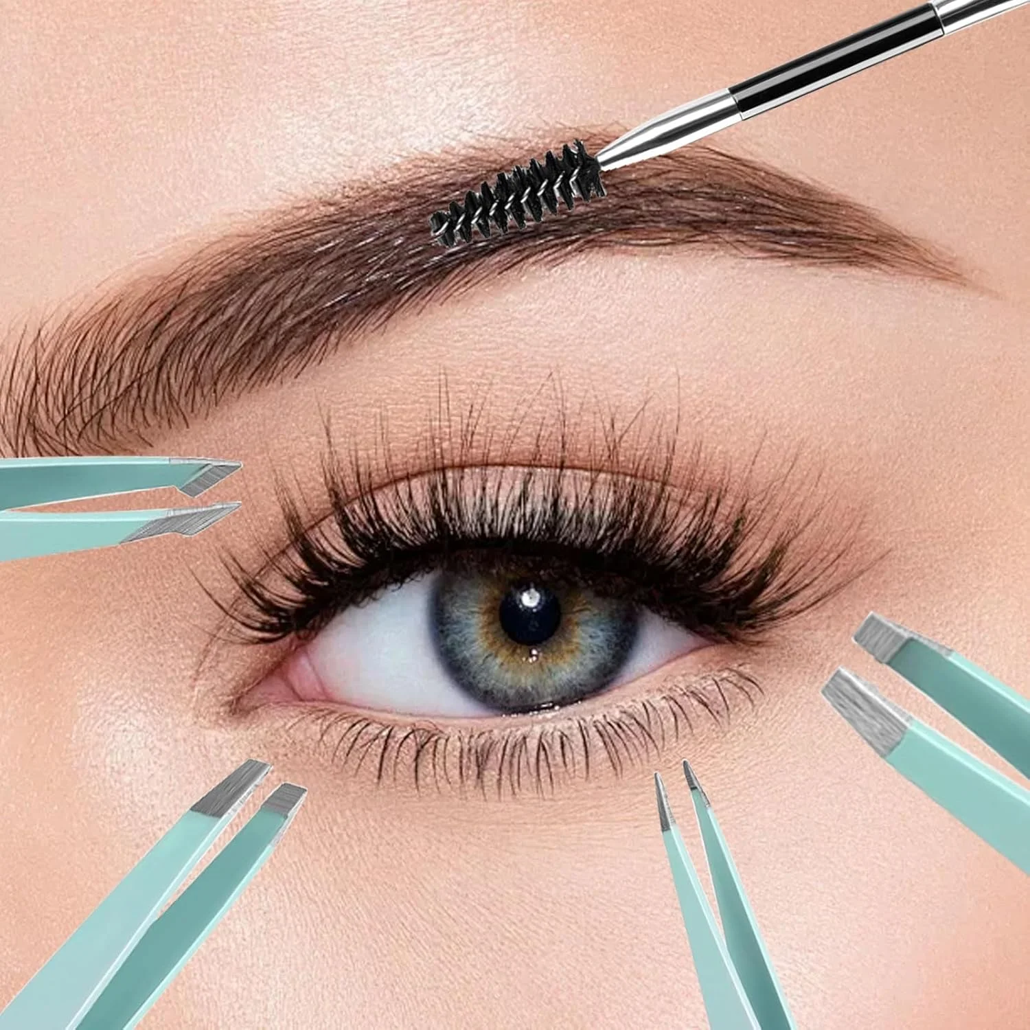 ست 7 تکه موچین ابرو با دقت بالا برای موهای صورت، ست موچین استیل ضد زنگ به همراه قیچی و تیغ برای مراقبت از ابرو ست 7 تکه موچین ابرو با دقت بالا برای موهای صورت، ست موچین استیل ضد زنگ به همراه قیچی و تیغ برای مراقبت از ابرو