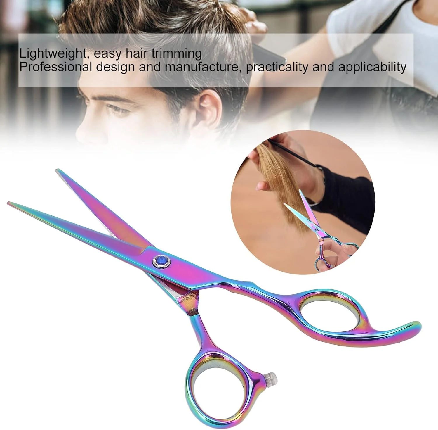 قیچی پیتاژ مو، قیچی کوتاهی مو 6 اینچی با استفاده آسان، استیل ضد زنگ بادوام برای مردان، زنان و کودکان (برش تخت)