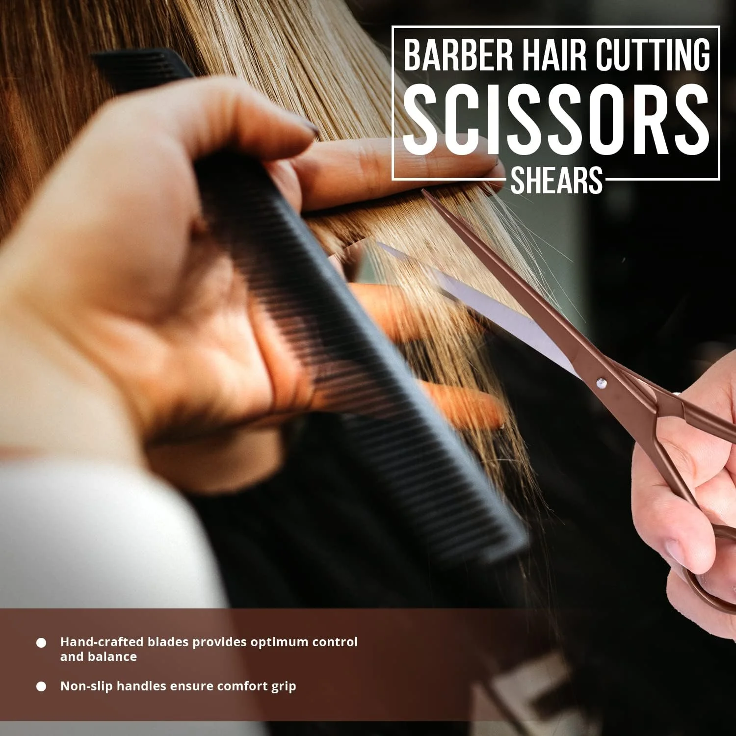 قیچی آرایشگری و پیرایش مو یوتوپیا کر، 6.5 اینچ، قیچی استیل ضد زنگ ممتاز با تیغه های صاف و لبه تیز، برای سالن ها، آرایشگران حرفه ای، برنزی