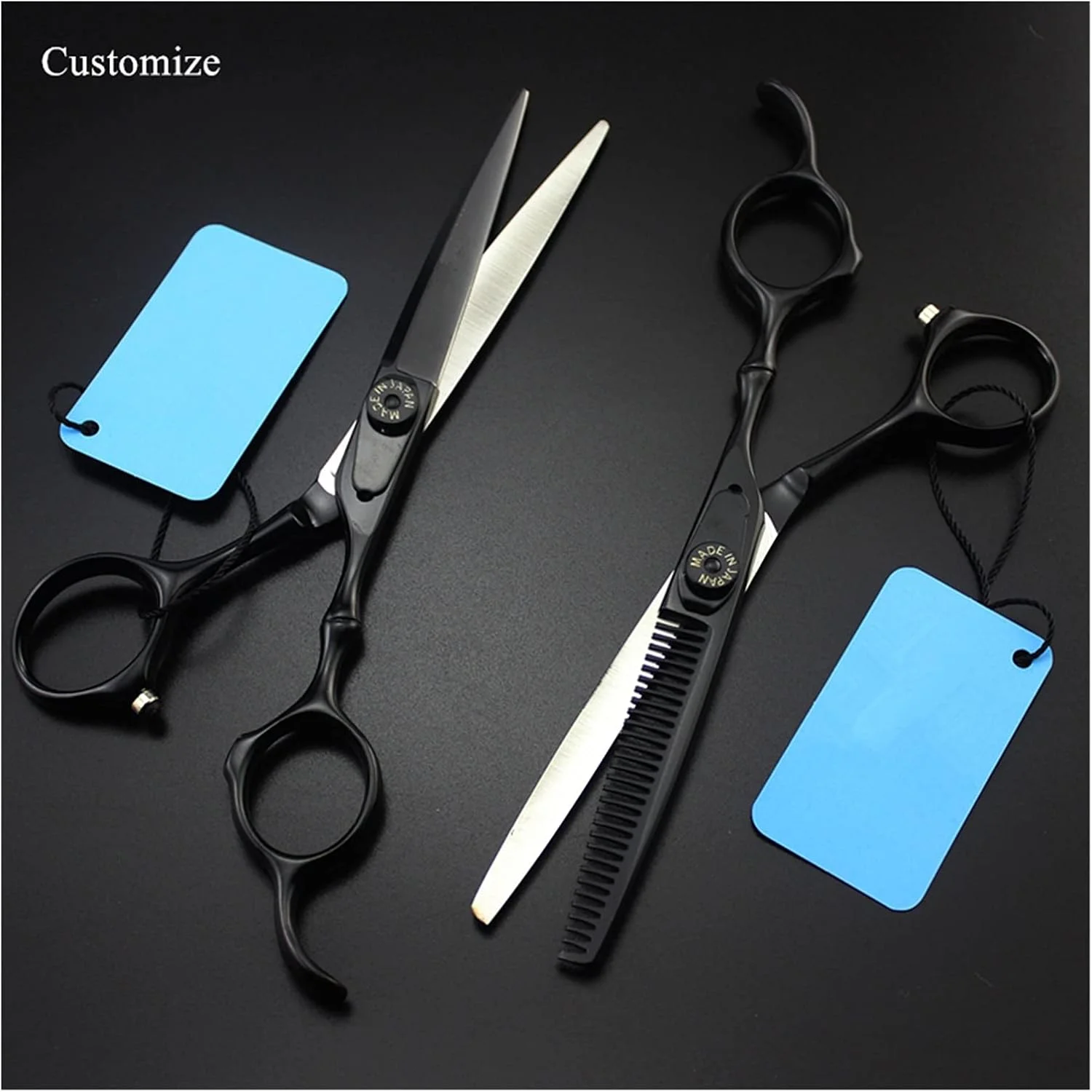 قیچی آرایشگری مشکی 6 اینچی، قیچی پیتاژ مو، قیچی ابزار اصلاح مو، قیچی آرایشگری (پیتاژ)