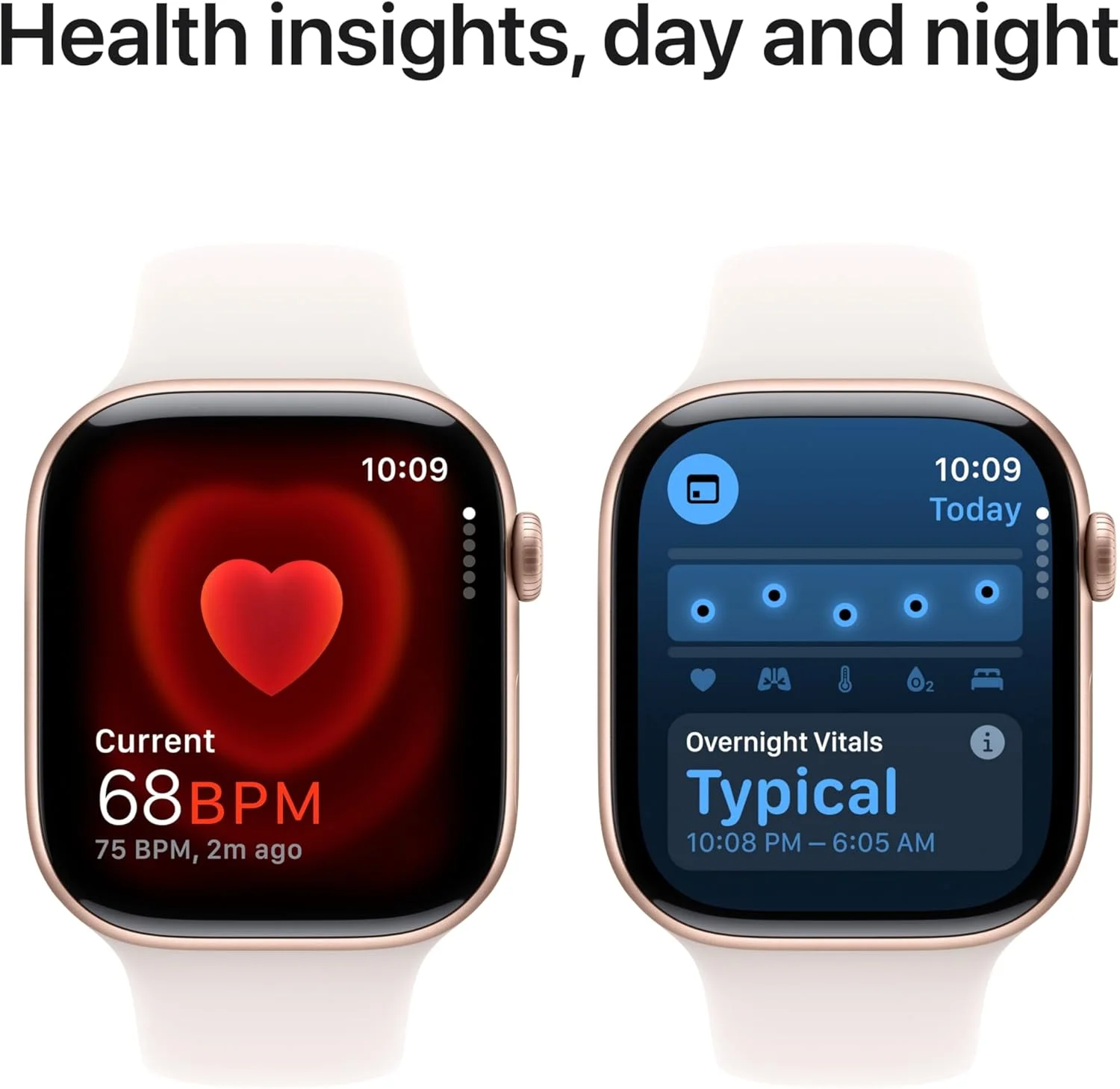ساعت هوشمند اپل واچ سری 10 GPS + Cellular سایز 46 میلی‌متری با بدنه آلومینیومی رزگلد و بند اسپورت لایت بلاش - S/M. ردیاب تناسب اندام، برنامه ECG، نمایشگر همیشه روشن رتینا، مقاوم در برابر آب