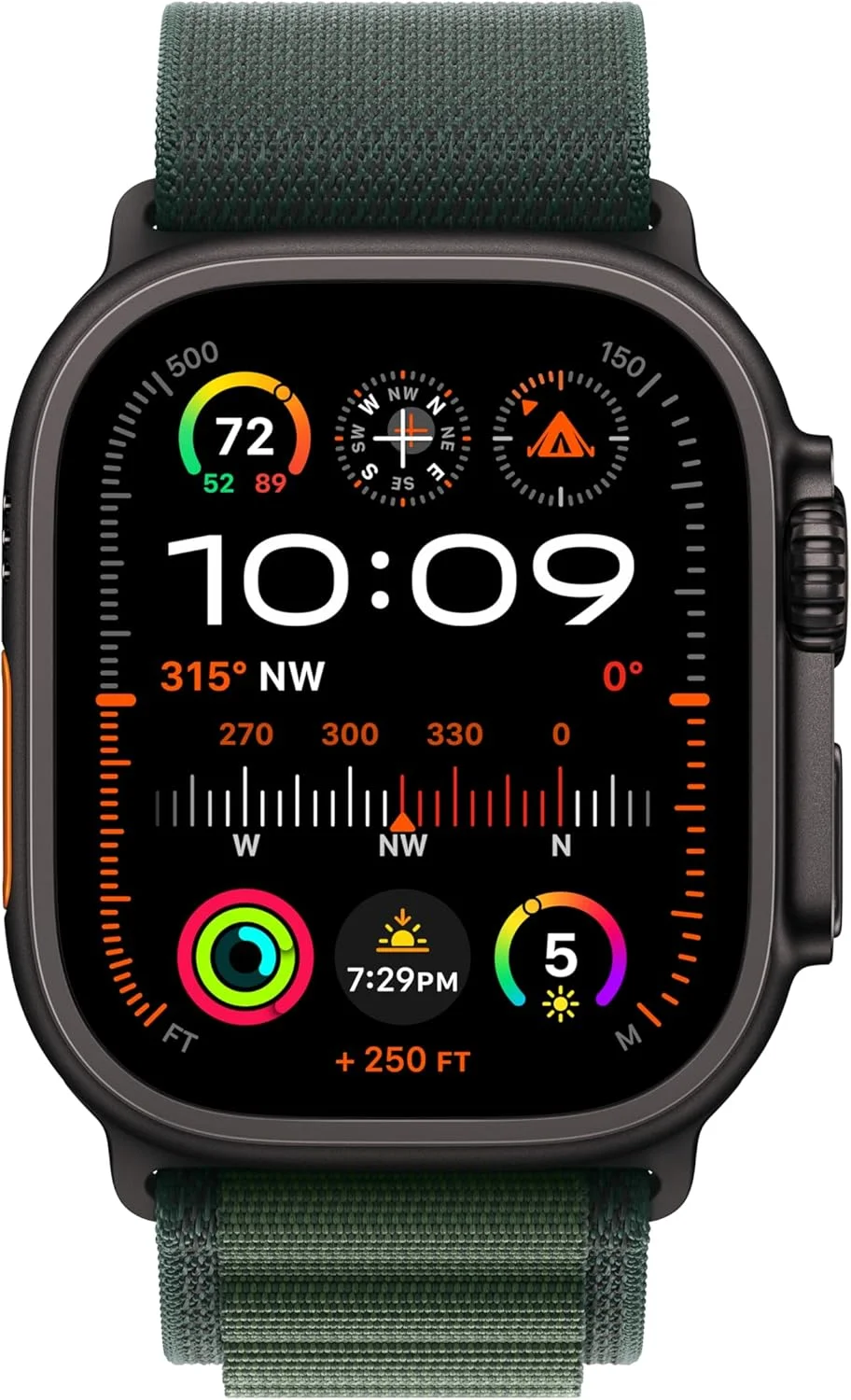 ساعت هوشمند Apple Watch Ultra 2 GPS + Cellular 49mm، ساعت ورزشی با قاب تیتانیومی مشکی مقاوم و حلقه آلپاین سبز تیره - M. ردیاب تناسب اندام، GPS دقیق، عمر باتری فوق العاده طولانی، کربن خنثی