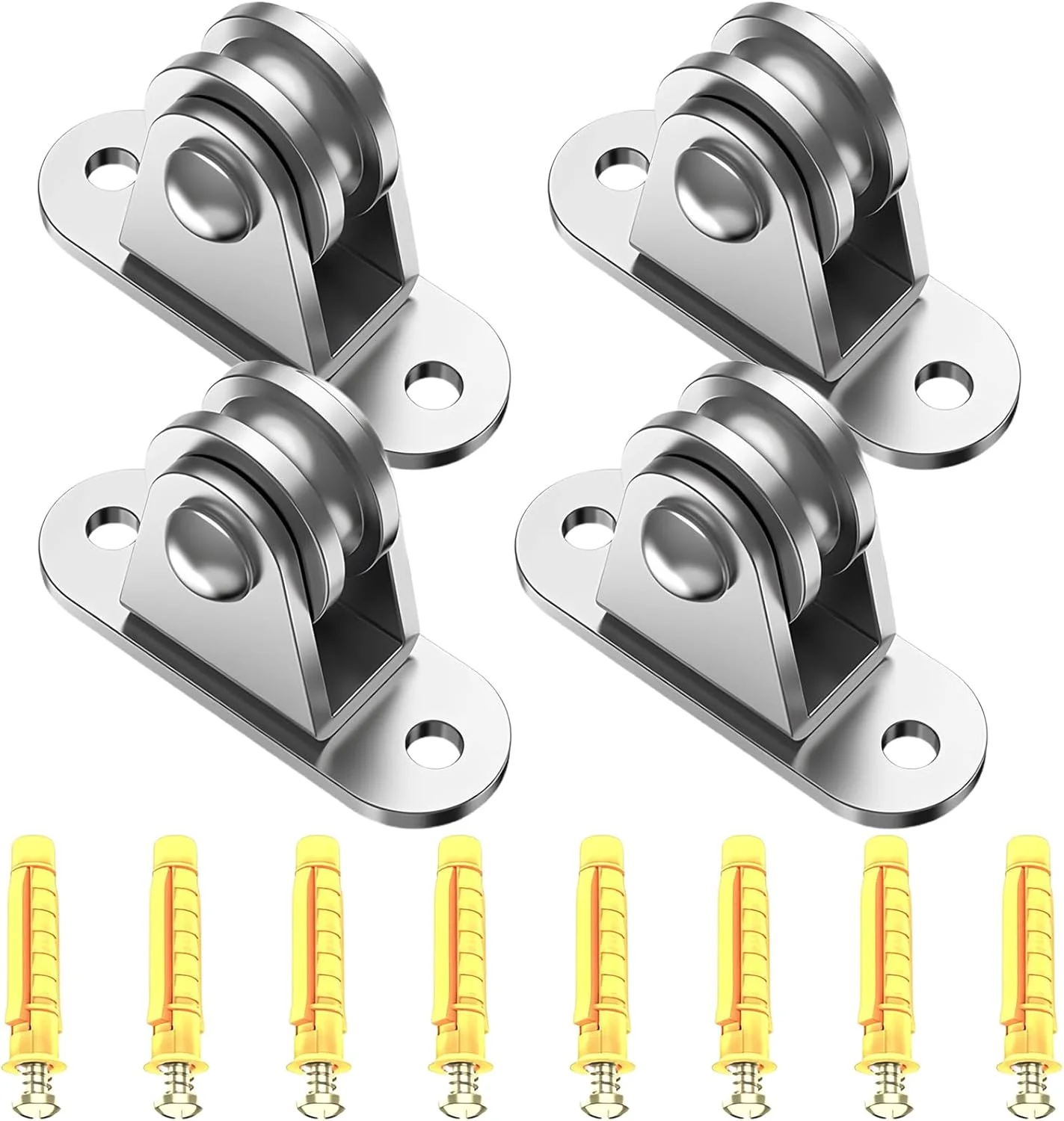 مجموعه 4 عددی قرقره فلزی VEGOATY، قرقره 6 میلی متری برای طناب، قرقره با بلبرینگ دوبلکس، بلوک قرقره ساخته شده از فولاد کربنی، قرقره کابل با بلبرینگ برای جابجایی و حرکت مواد