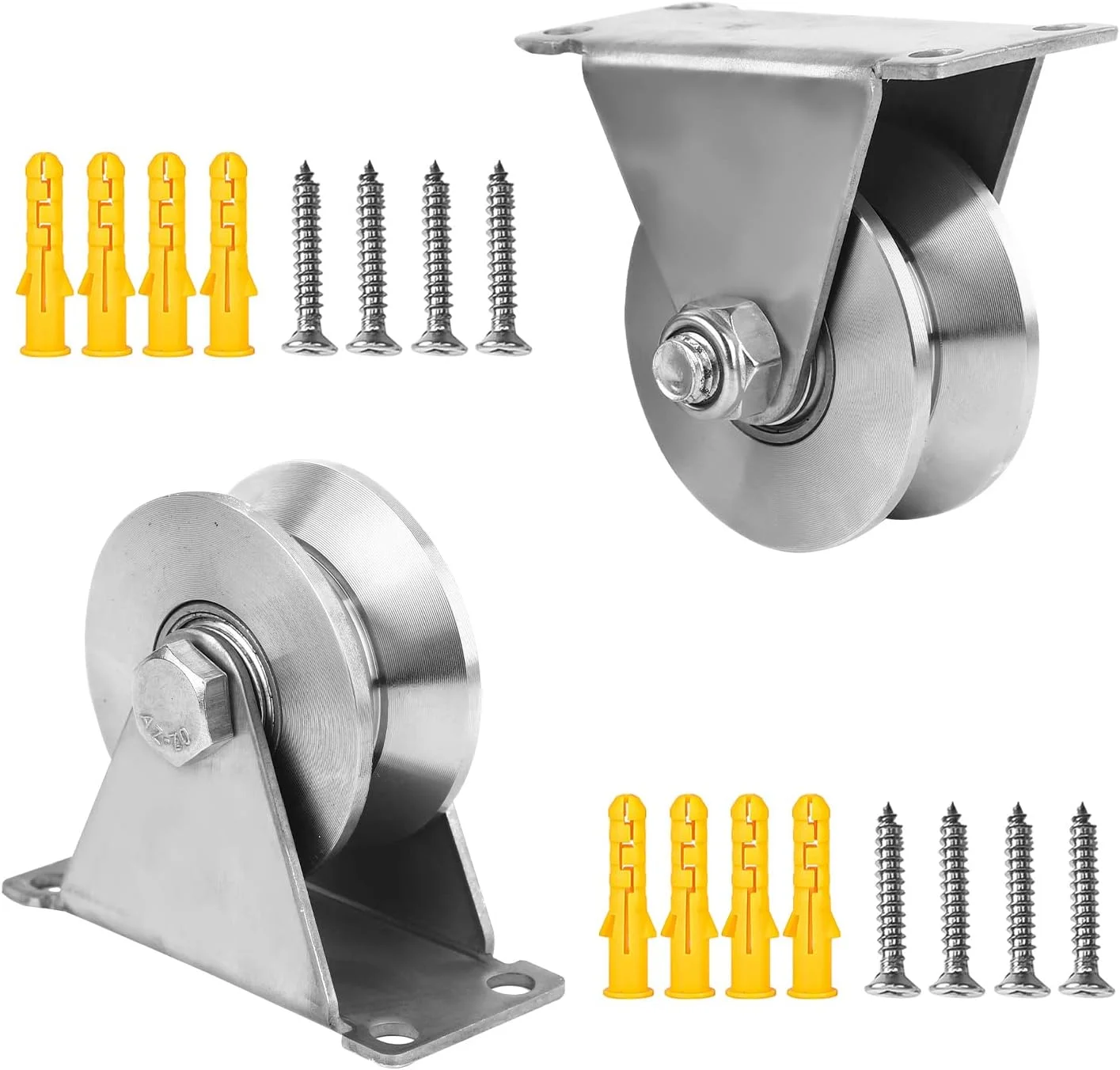 بسته 2 عددی قرقره های V-شکل با بلبرینگ، قرقره طناب های فولادی برای دروازه های کشویی، قرقره جرثقیل بالابر استیل ضد زنگ 304 به قطر 61 میلی متر، پیچ ها با ظرفیت بار 180 کیلوگرم، برای بلبرینگ، درب غلتکی بسته 2 عددی قرقره های V-شکل با بلبرینگ، قرقره طناب های فولادی برای دروازه های کشویی، قرقره جرثقیل بالابر استیل ضد زنگ 304 به قطر 61 میلی متر، پیچ ها با ظرفیت بار 180 کیلوگرم، برای بلبرینگ، درب غلتکی