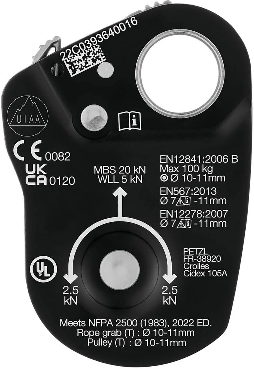 Petzl، Mini Traxion، قرقره های فشرده با عملکرد بالا، زرد مشکی، U، بزرگسالان یونیسکس