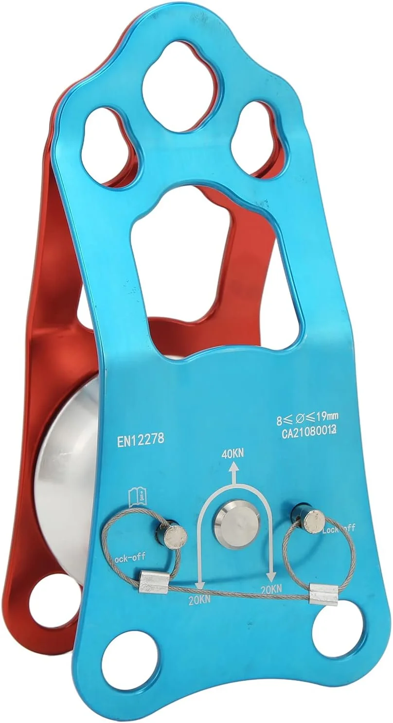 قرقره صخره نوردی Topyond CAMNAL 40KN با سمت ثابت و تک قرقره برای پیمایش در ارتفاعات بالا و حمل تجهیزات، ابزار ایده آل بقا در فضای باز برای علاقه مندان به صخره نوردی