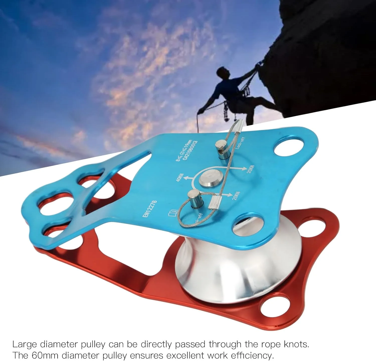 قرقره صخره نوردی Topyond CAMNAL 40KN با سمت ثابت و تک قرقره برای پیمایش در ارتفاعات بالا و حمل تجهیزات، ابزار ایده آل بقا در فضای باز برای علاقه مندان به صخره نوردی