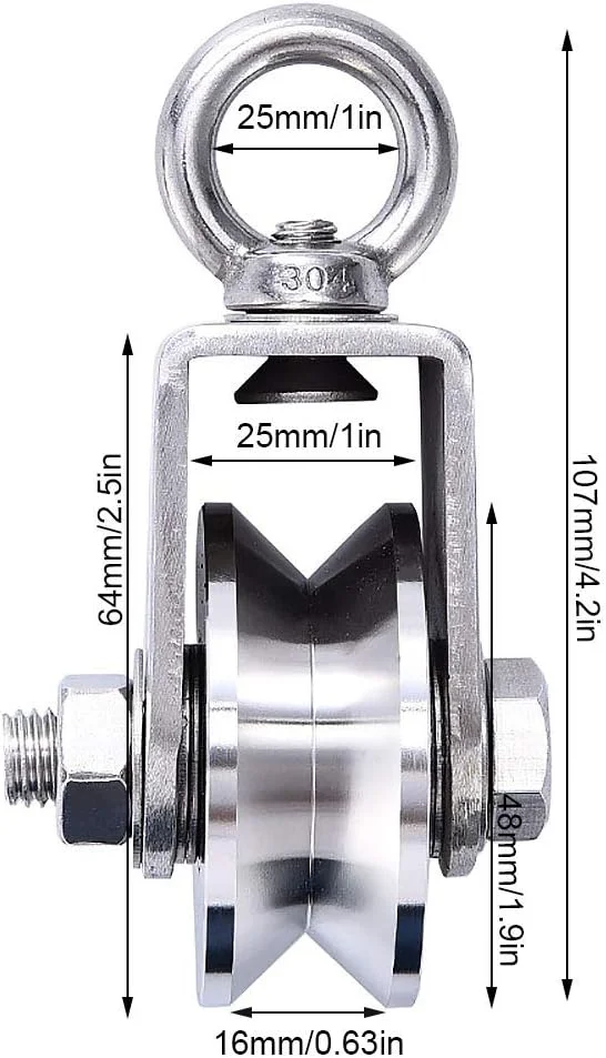 بلوک قرقره جرثقیل استیل ضد زنگ 48 میلی متری TooTaci، سیستم قرقره سنگین برای بلند کردن، بلوک قرقره تکی قلاب گردان نوع V با طناب قرقره نایلونی 1/4 اینچی 33 فوتی و 1 عدد قلاب کارابین با قفل بلوک قرقره جرثقیل استیل ضد زنگ 48 میلی متری TooTaci، سیستم قرقره سنگین برای بلند کردن، بلوک قرقره تکی قلاب گردان نوع V با طناب قرقره نایلونی 1/4 اینچی 33 فوتی و 1 عدد قلاب کارابین با قفل