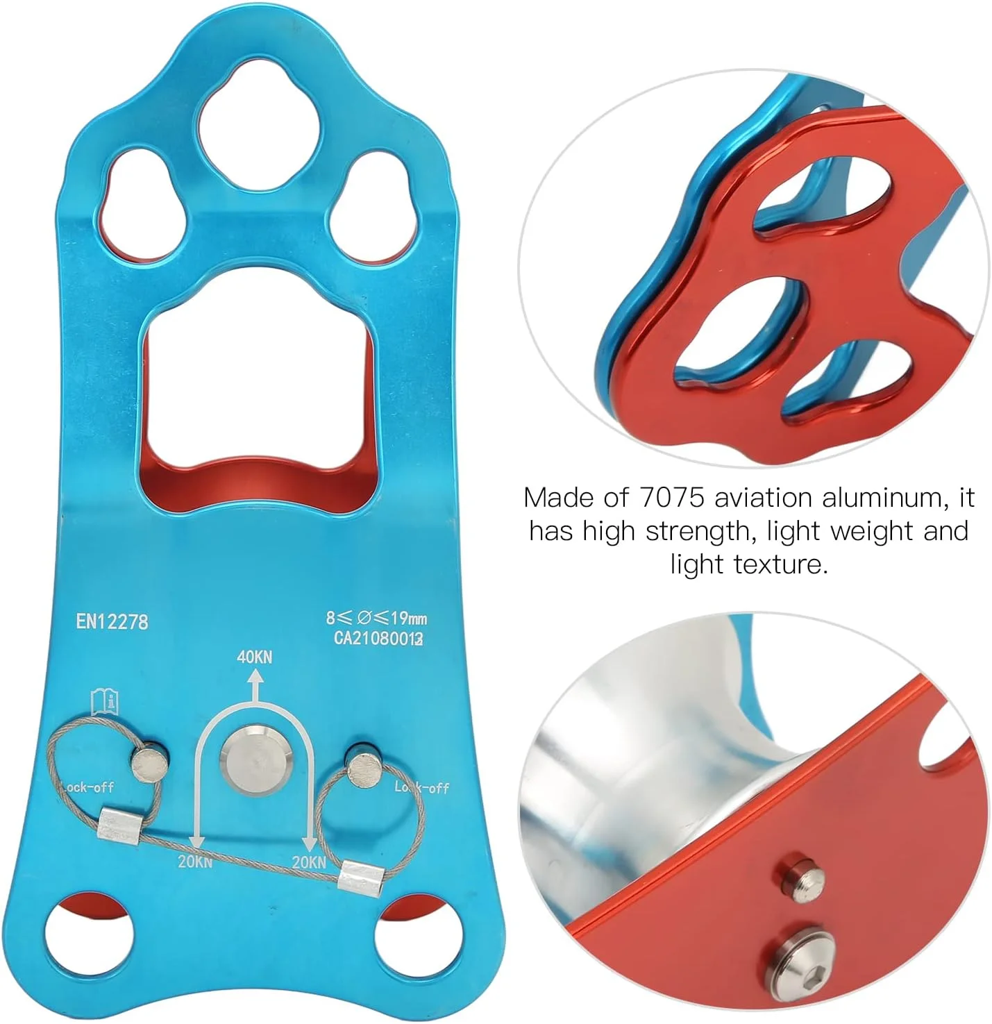 قرقره صخره نوردی Topyond CAMNAL 40KN با سمت ثابت و تک قرقره برای پیمایش در ارتفاعات بالا و حمل تجهیزات، ابزار ایده آل بقا در فضای باز برای علاقه مندان به صخره نوردی