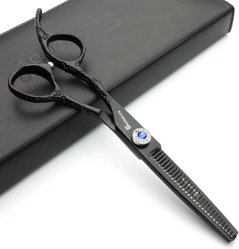 قیچی پیتاژ مو 6 اینچی مخصوص دست چپ، آرایشگری ژاپنی، قیچی مو حرفه ای، قیچی آرایشگری، قیچی پیتاژ آرایشگاه مشکی (قیچی پیتاژ)