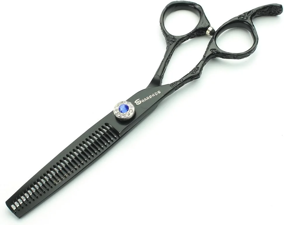 قیچی پیتاژ مو 6 اینچی مخصوص دست چپ، آرایشگری ژاپنی، قیچی مو حرفه ای، قیچی آرایشگری، قیچی پیتاژ آرایشگاه مشکی (قیچی پیتاژ)