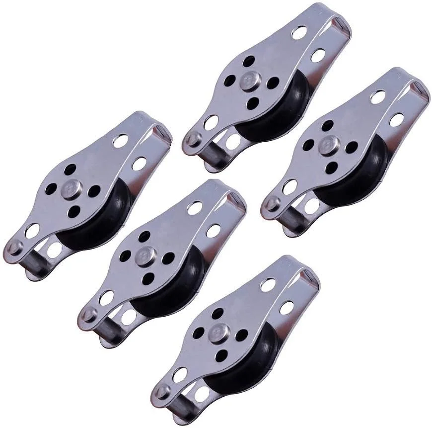 قرقره TMKJZL، 5 عدد قرقره استیل ضد زنگ 316، بلوک های 60 میلی متری، قرقره طناب، قرقره نایلونی تک چشمی برای طناب 2 تا 8 میلی متری برای سیستم قرقره بدنسازی، تجهیزات بدنسازی