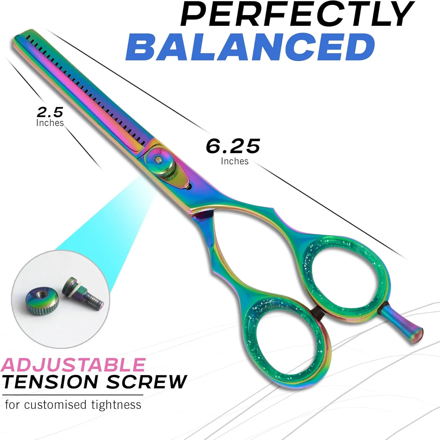 قیچی پیتاژ موی حرفه ای آرایشگری SS INSTRUMENTX مناسب آرایشگران، پیرایشگران و سالن های آرایشی (تیتانیومی 5.5 اینچ)