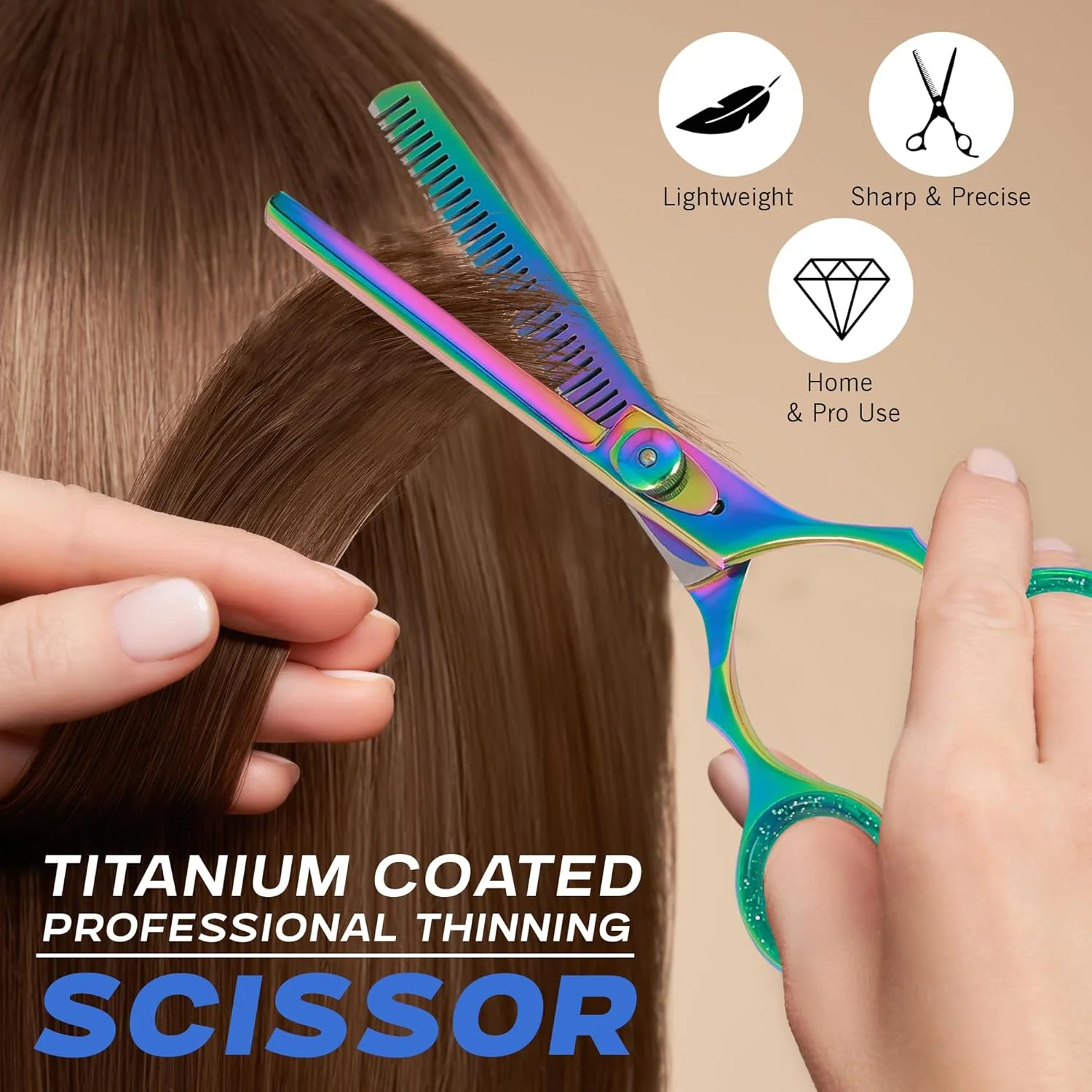 قیچی پیتاژ موی حرفه ای آرایشگری SS INSTRUMENTX مناسب آرایشگران، پیرایشگران و سالن های آرایشی (تیتانیومی 5.5 اینچ)