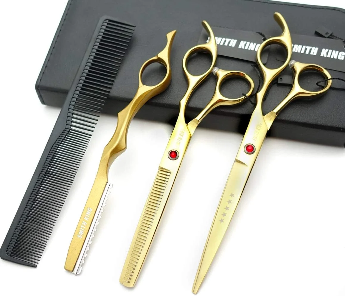 ست قیچی آرایشگری 7.0 اینچی SMITH KING - قیچی کوتاهی و قیچی پیتاژ مو به همراه شانه های تیغ دار - 1 ست