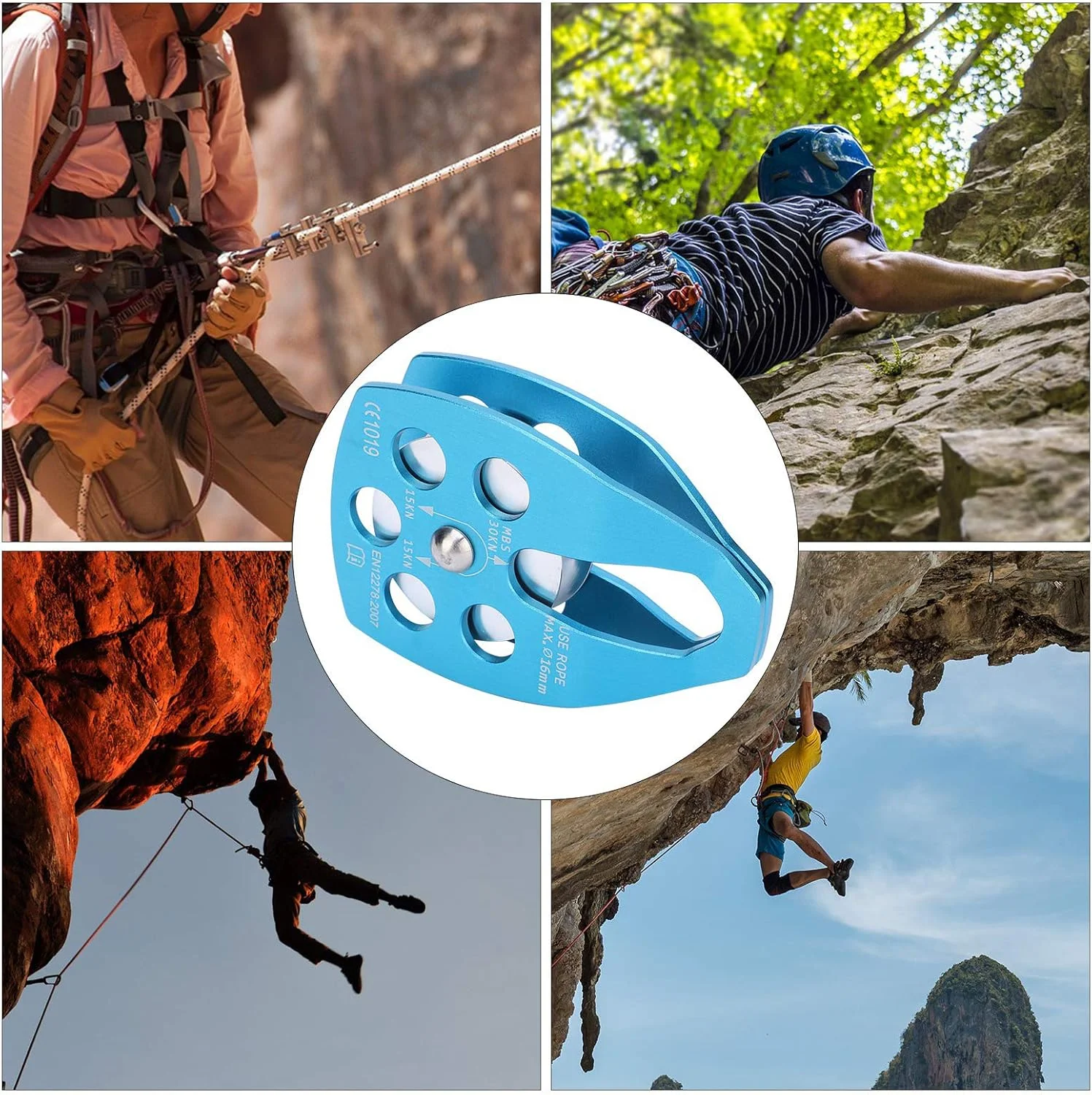 قرقره تکی صعود تیهبیان، قرقره کوهنوردی، صخره نوردی، آلومینیوم هوانوردی 7075، مقاومت بالا 30KN، کشش استاتیک برای کار در فضای باز و کار در ارتفاع با طراحی بادوام