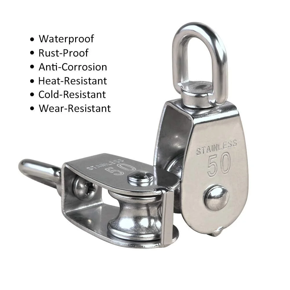 غلطک قرقره تکی TERRIFI مدل M50 - بسته 4 عددی، بلوک چرخشی فولاد ضد زنگ 304 سنگین با ظرفیت بار 880 پوند برای کاربردهای مختلف