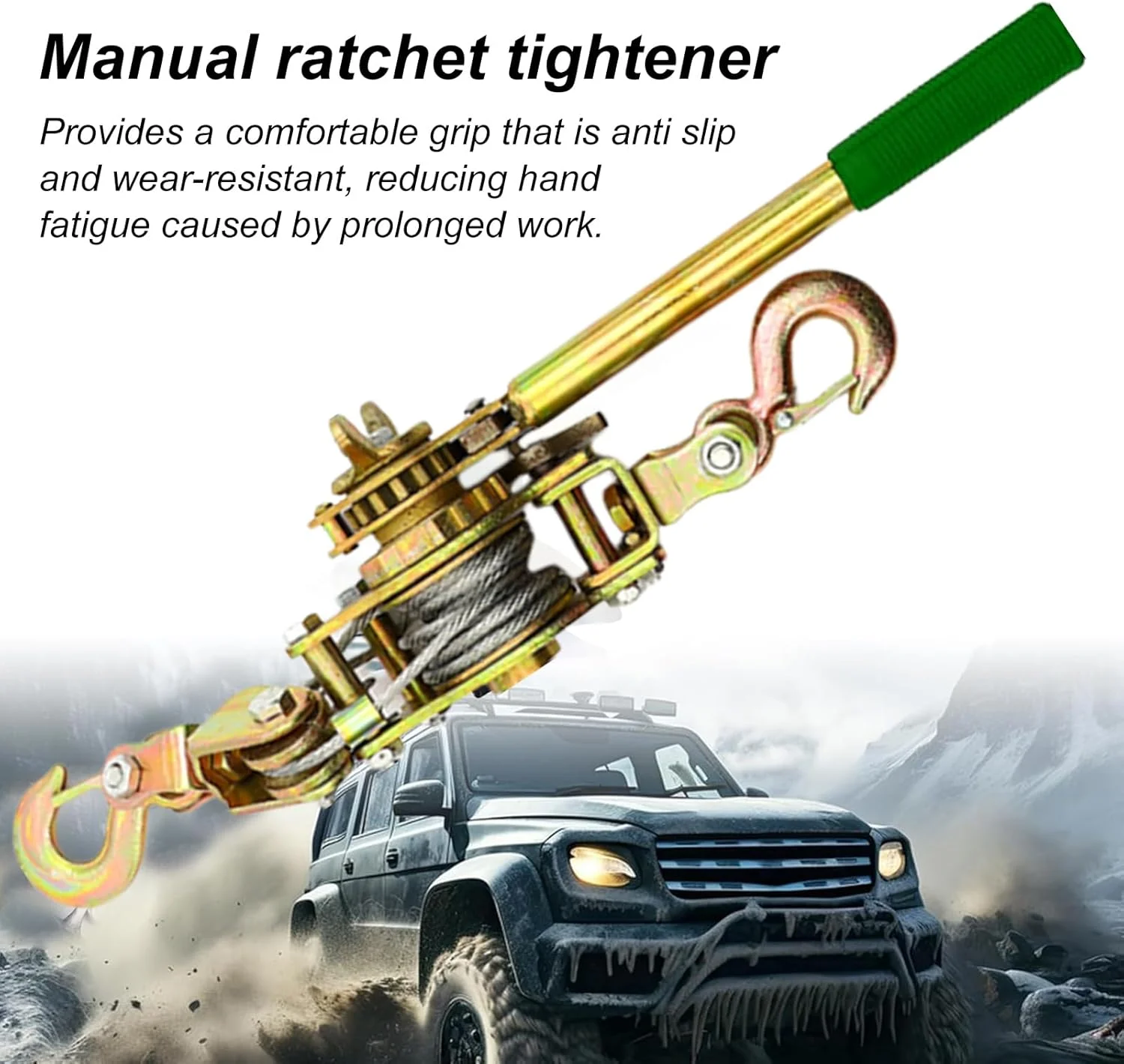 سفت کننده طناب سنگین، کشنده طناب - سفت کننده دستی طناب، قرقره храповик با چرخ دنده های تقویت شده برای حصار مزرعه، خودرو، ماشین آلات