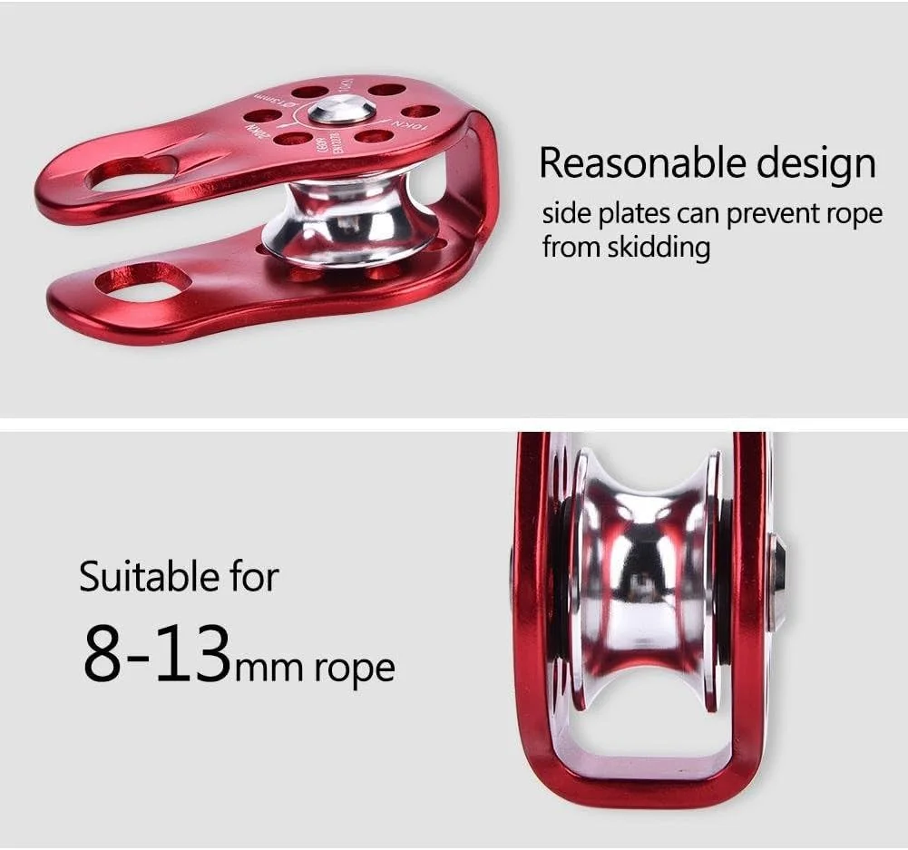 قرقره میکرو صعود TERRIFI، قرقره طناب آلومینیومی کوچک 20 کیلونیوتنی برای صعود، فرود، نجات و کار در ارتفاع، سنگین وظیفه